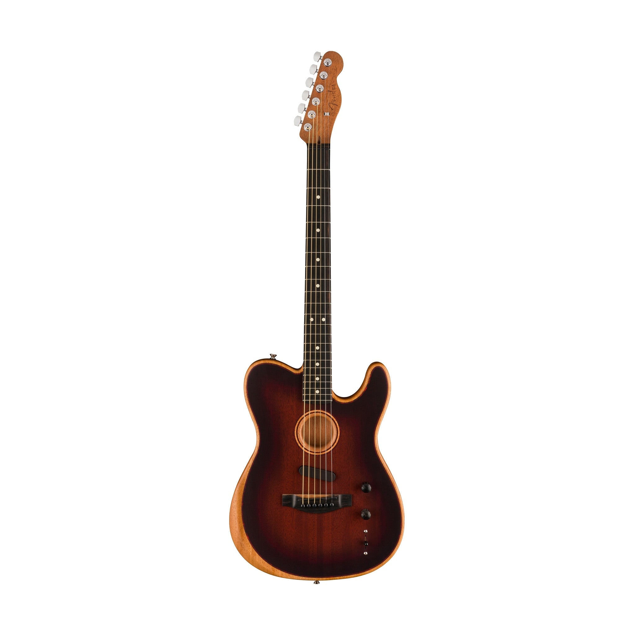 Fender American Acoustasonic Telecaster Guitar w/Bag, Ebony FB, Bourbon Burst