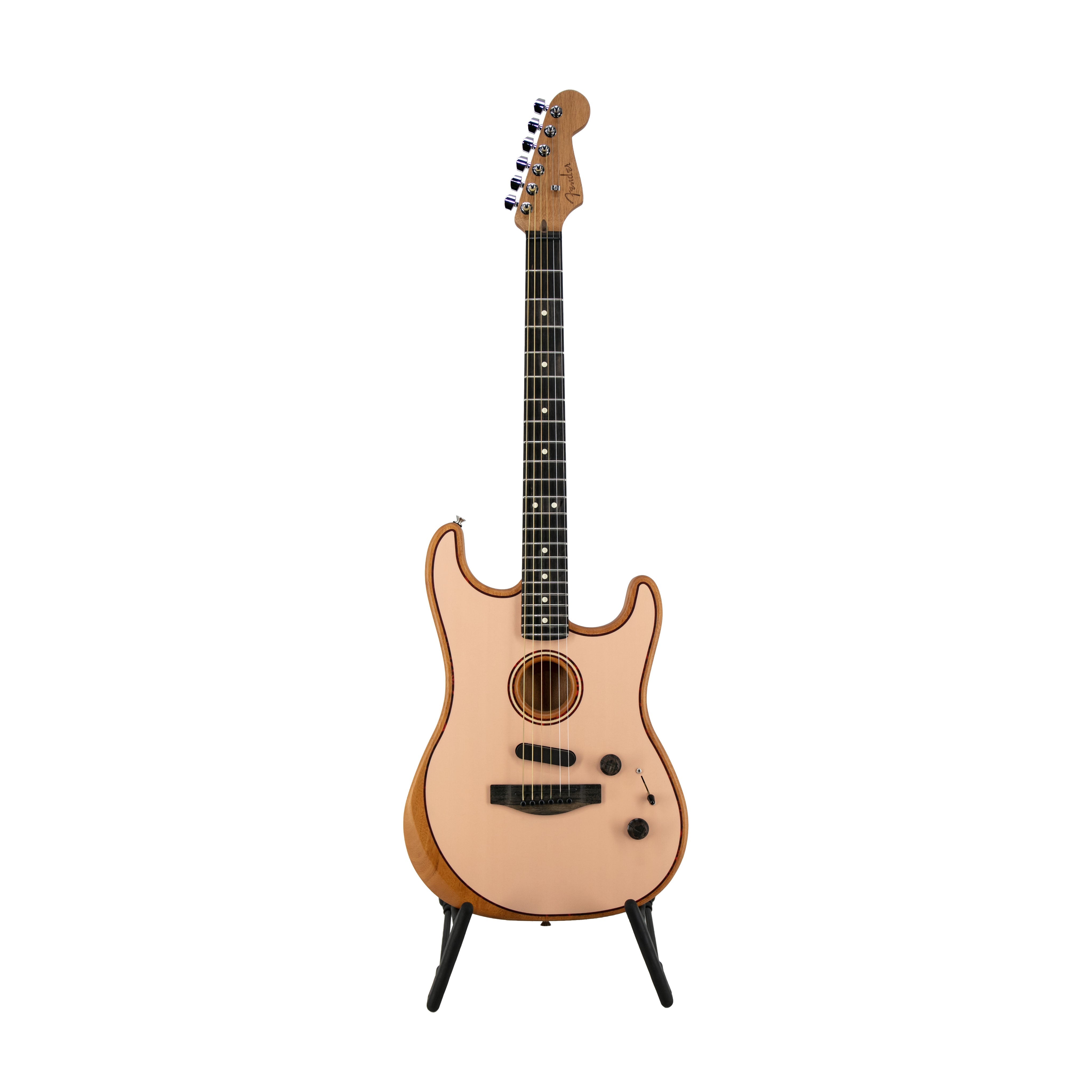 Fender FSR American Acoustasonic Stratocaster Guitar w/Bag, Ebony FB, Shell Pink |  FENDER |  ACOUSTIC GUITAR |  Zoso Music