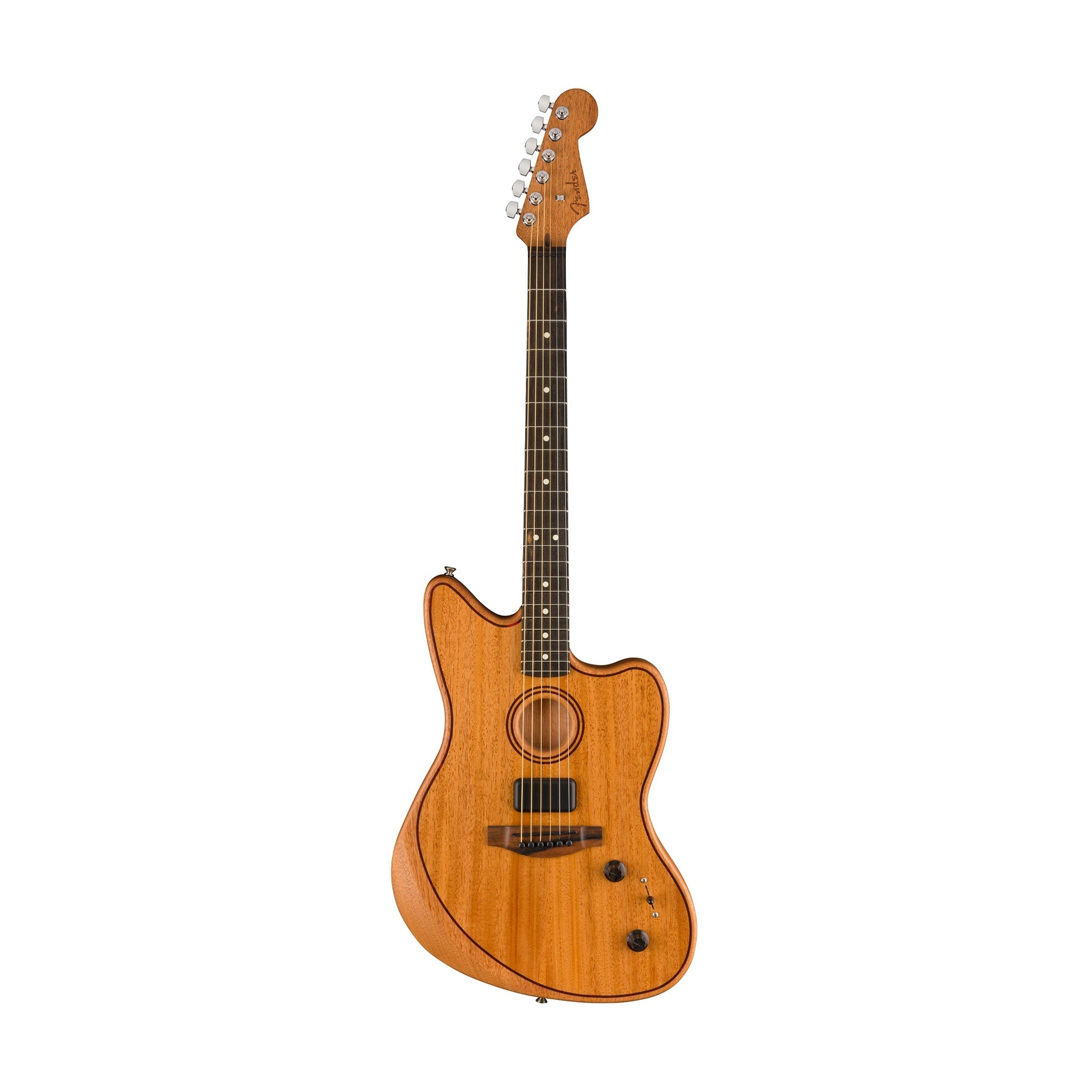 Fender American Acoustasonic Jazzmaster Acoustic-Electric Guitar w/Bag, Ebony FB, Natural