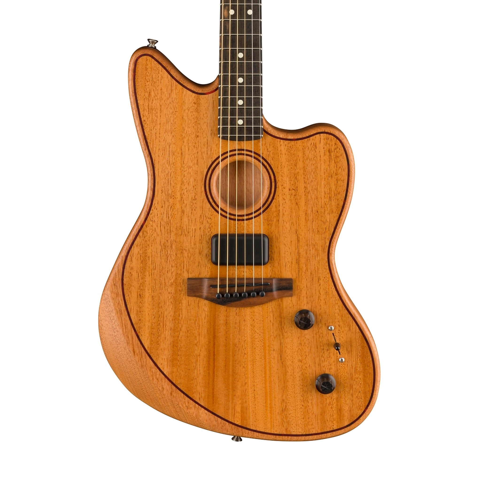 Fender American Acoustasonic Jazzmaster Acoustic-Electric Guitar w/Bag, Ebony FB, Natural