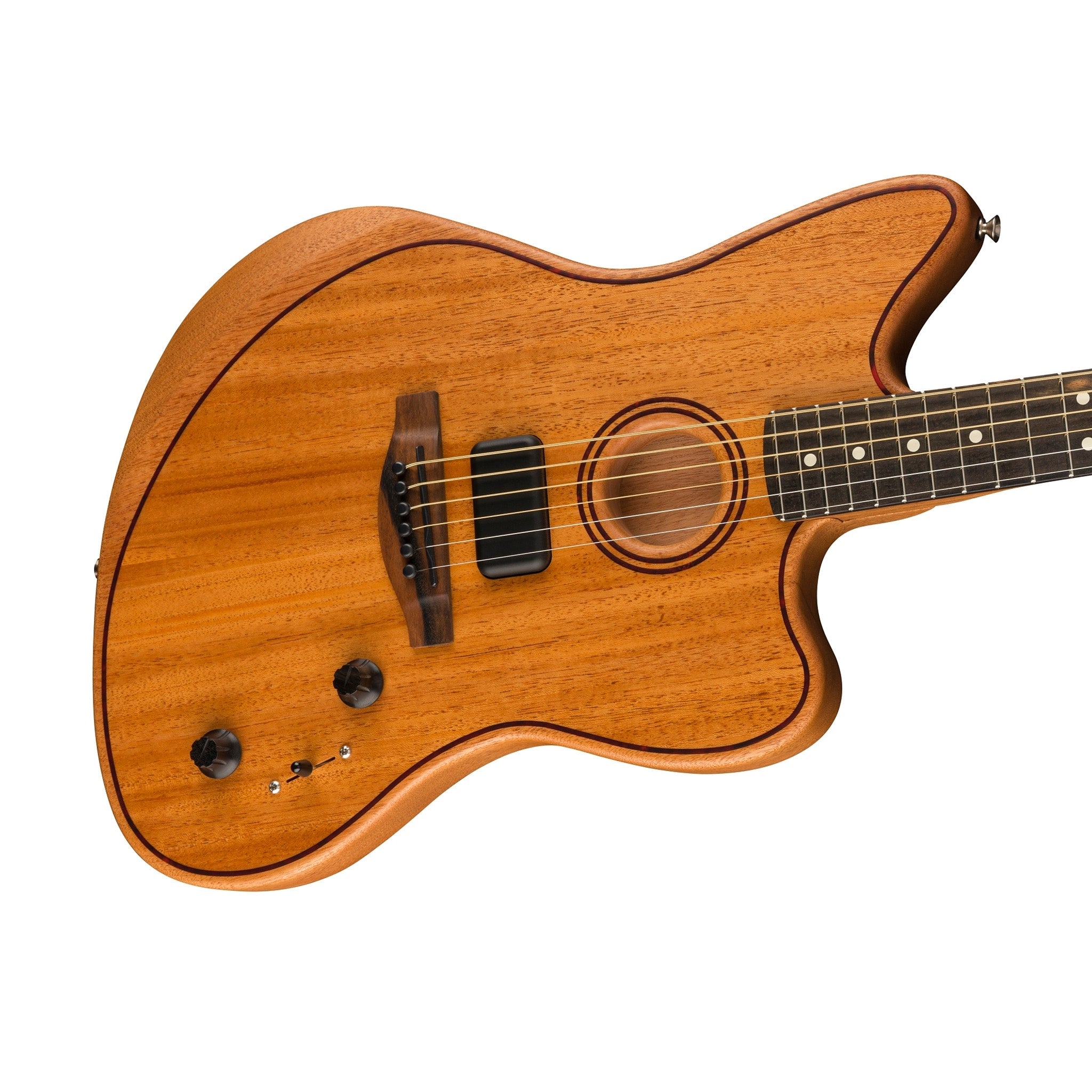 Fender American Acoustasonic Jazzmaster Acoustic-Electric Guitar w/Bag, Ebony FB, Natural