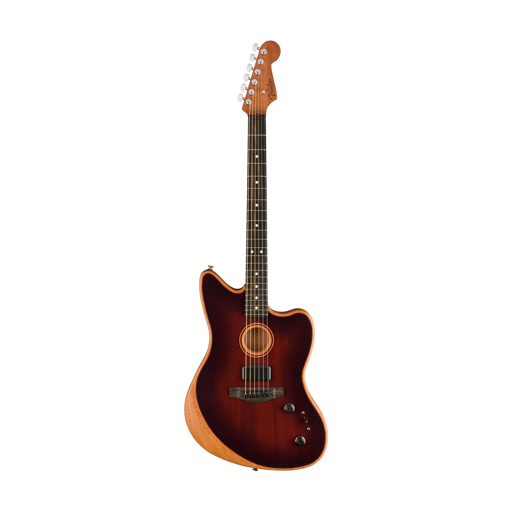 Fender American Acoustasonic Jazzmaster Acoustic-Electric Guitar w/Bag, Ebony FB, Bourbon Burst