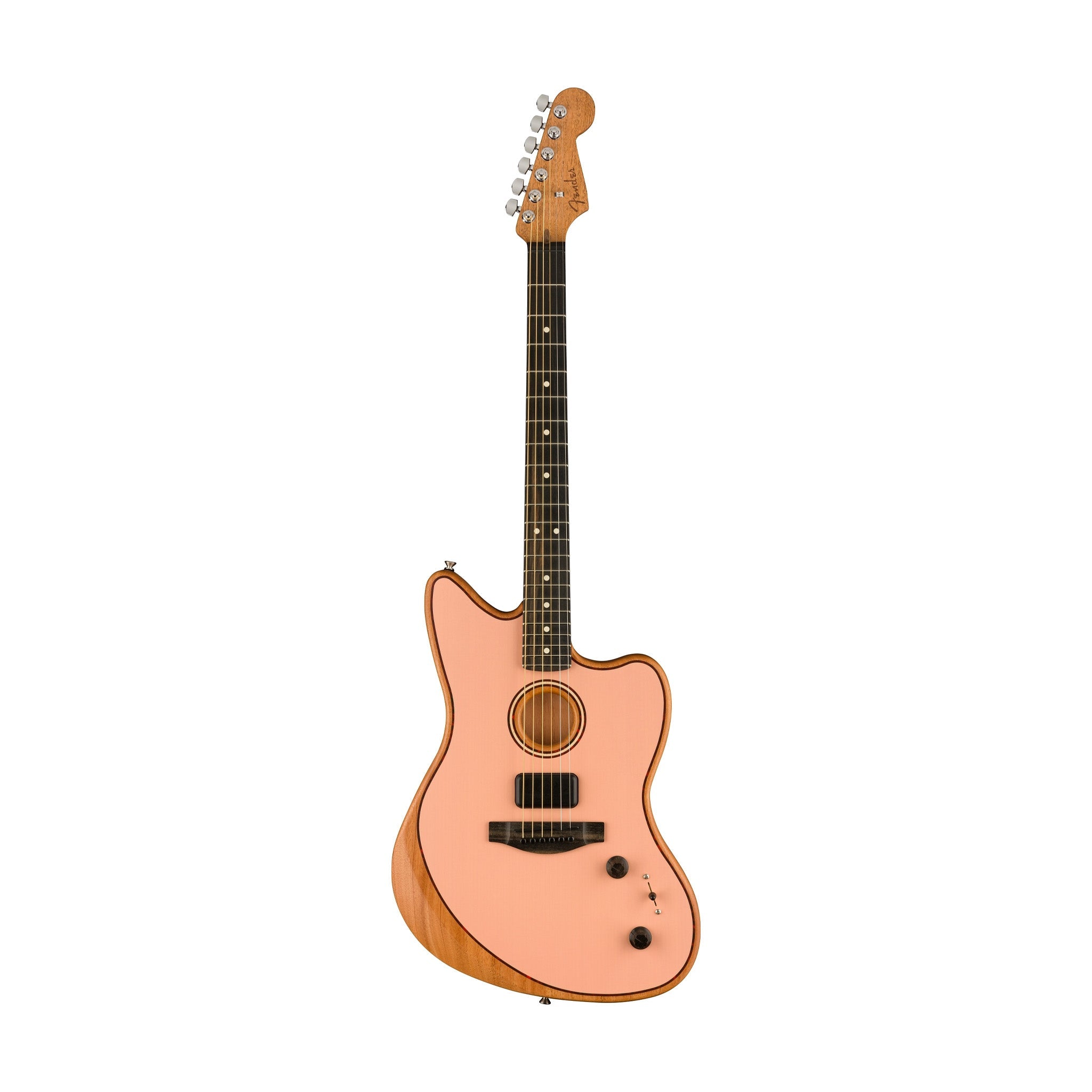 Fender FSR American Acoustasonic Jazzmaster Acoustic Guitar w/bag, Ebony FB, Shell Pink