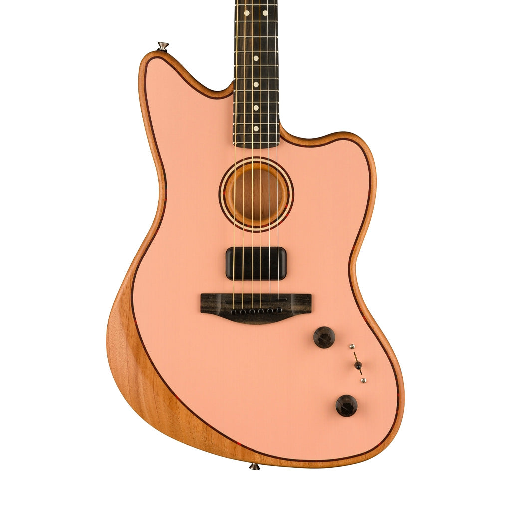 Fender FSR American Acoustasonic Jazzmaster Acoustic Guitar w/bag, Ebony FB, Shell Pink