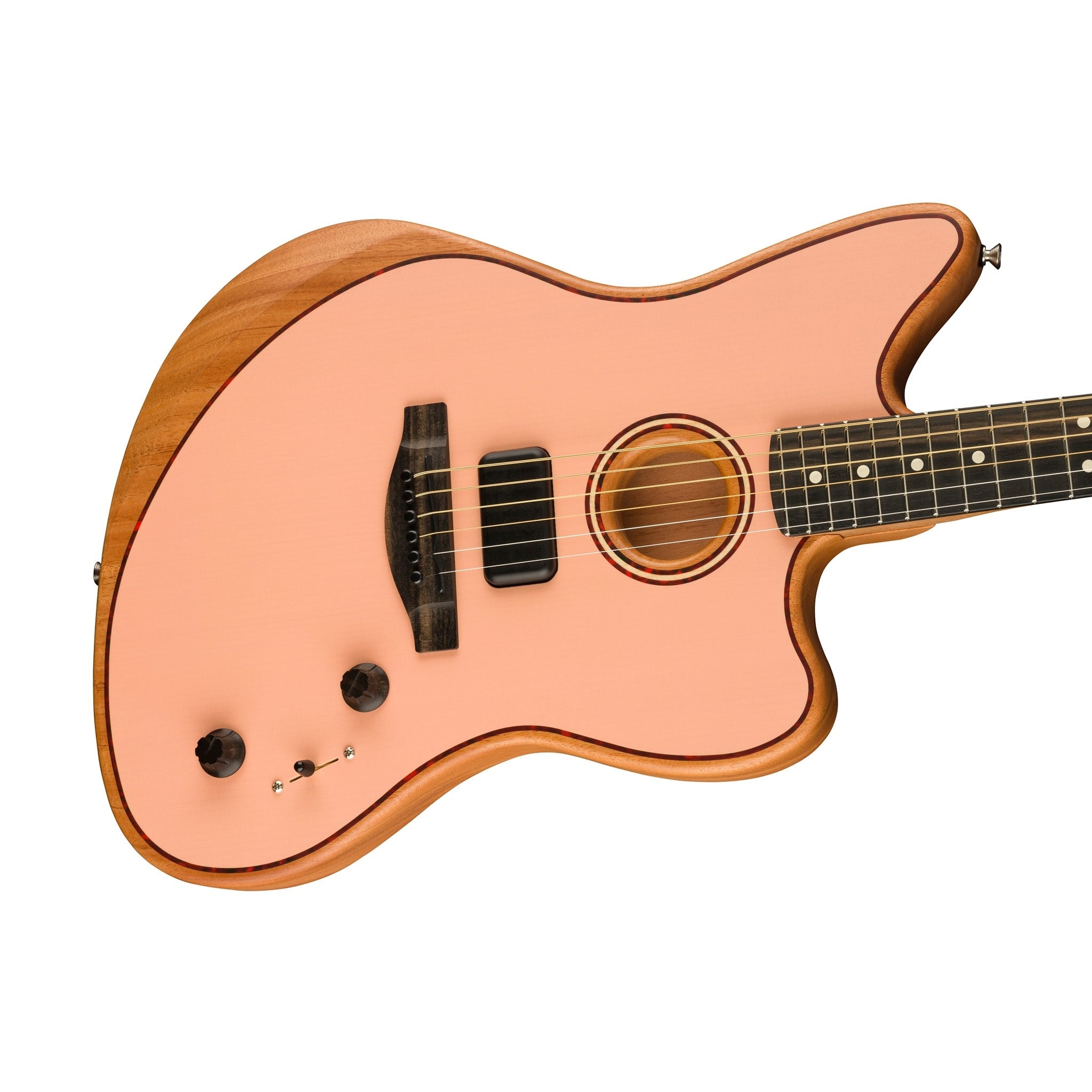 Fender FSR American Acoustasonic Jazzmaster Acoustic Guitar w/bag, Ebony FB, Shell Pink