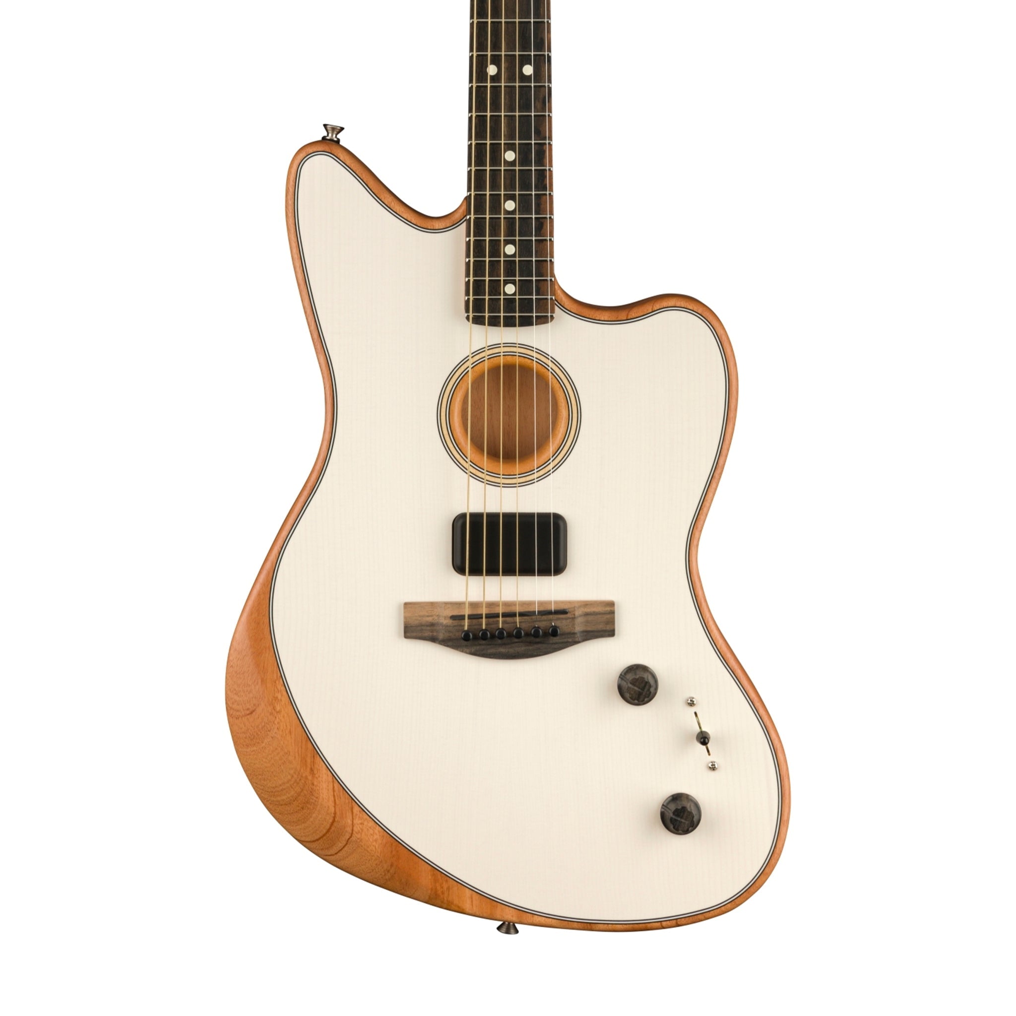 Fender American Acoustasonic Jazzmaster Acoustic Guitar w/bag, Ebony FB, Arctic White | Zoso Music Sdn Bhd