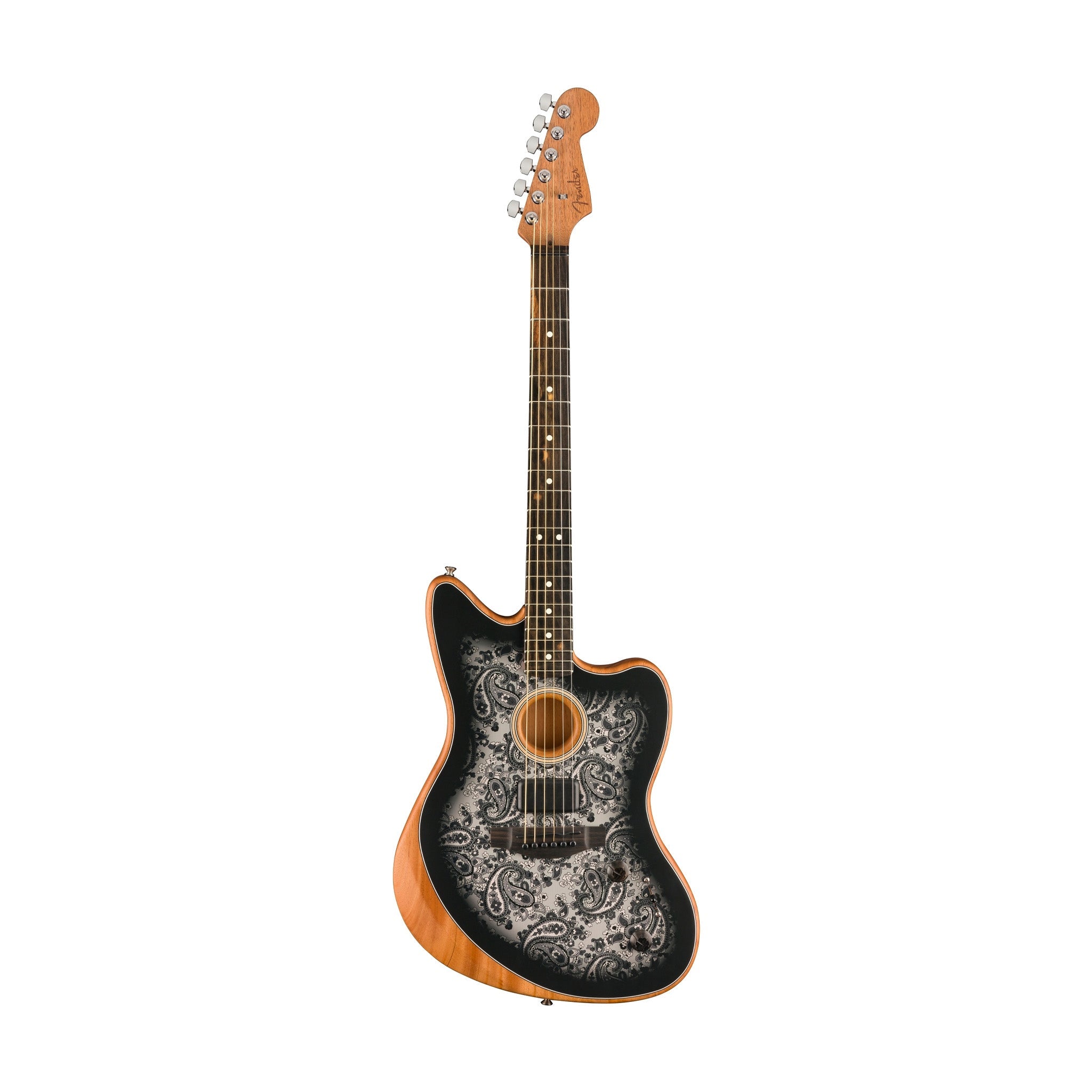 Fender FSR American Acoustasonic Jazzmaster Acoustic Guitar w/bag, Ebony FB, Black Paisley