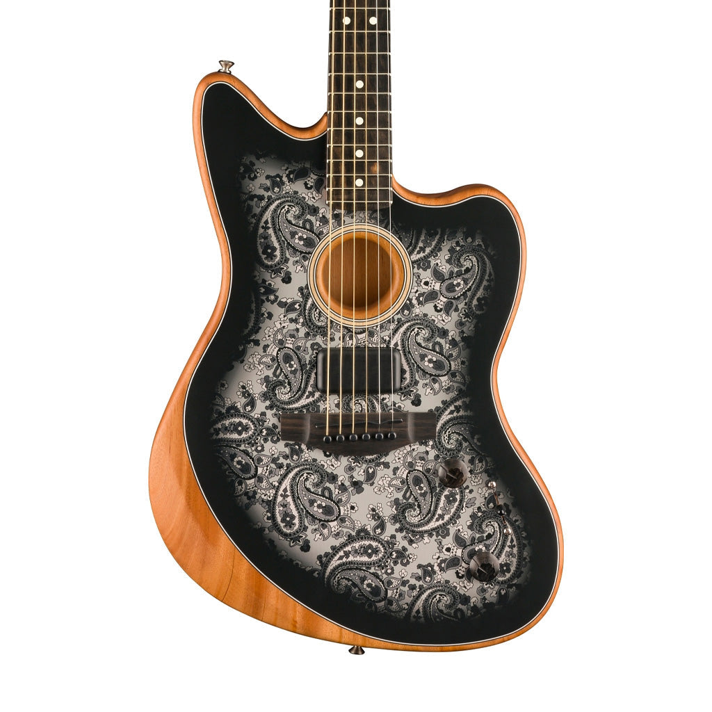 Fender FSR American Acoustasonic Jazzmaster Acoustic Guitar w/bag, Ebony FB, Black Paisley