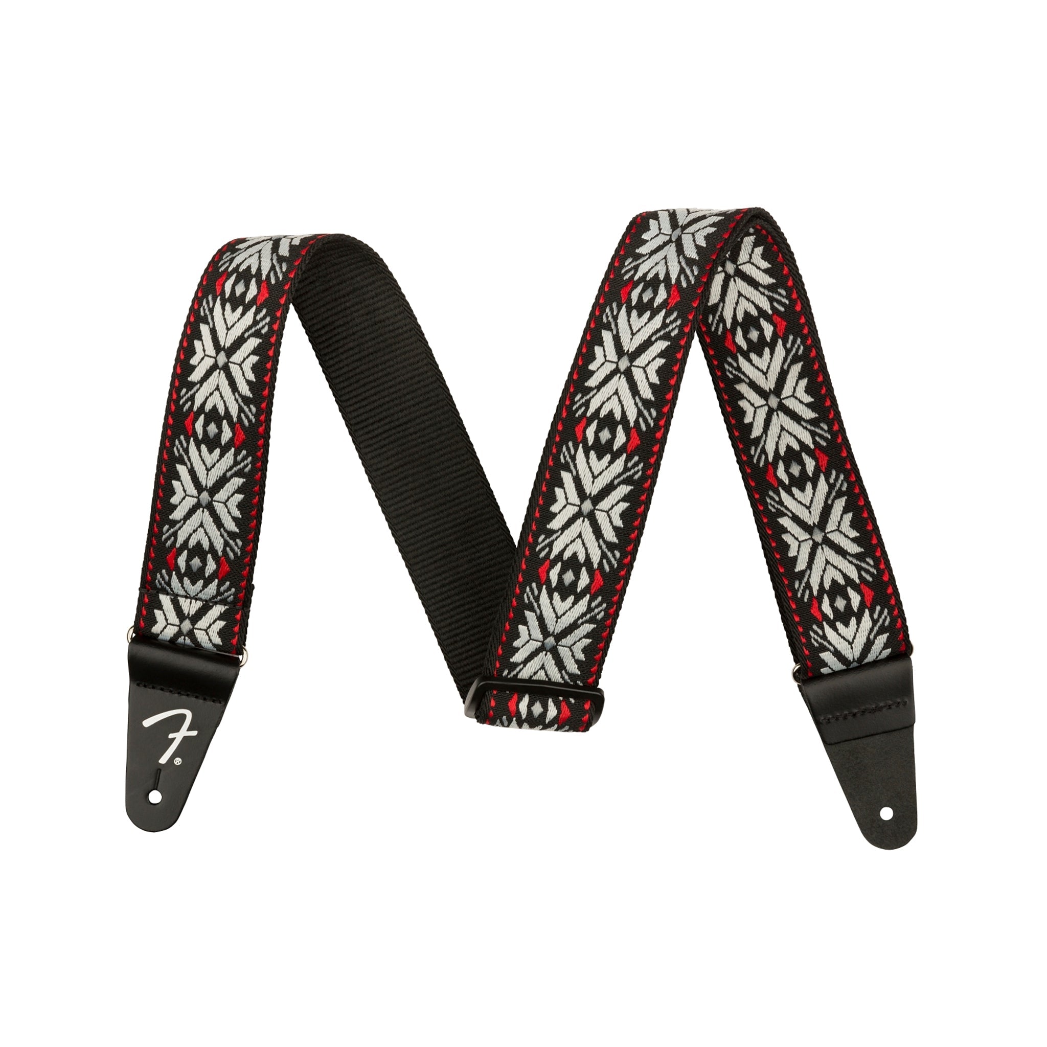 Fender Pasadena Woven Guitar Strap, Red Snowflake | Zoso Music Sdn Bhd