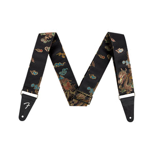Fender Satin Dragon Guitar Strap, Black | Zoso Music Sdn Bhd