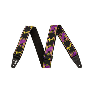 Fender Neon Monogram Guitar Strap, Purple/Yellow |  FENDER |  GUITAR & BASS ACCESSORIES |  Zoso Music