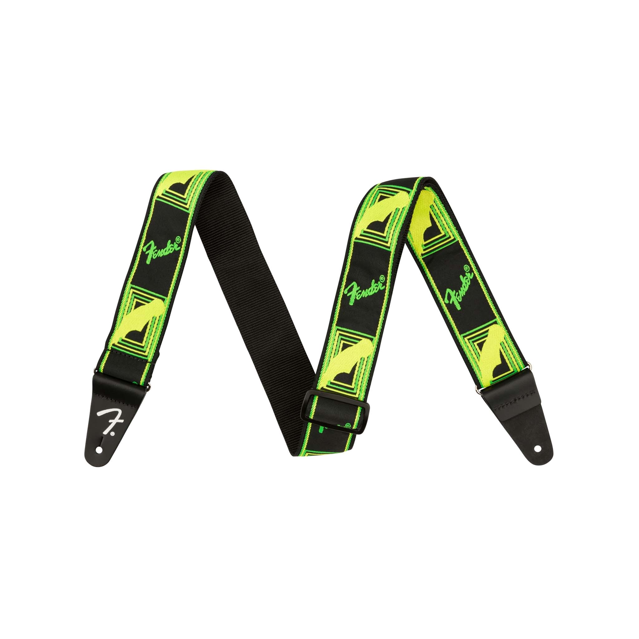 Fender Neon Monogram Guitar Strap, Green/Yellow | Zoso Music Sdn Bhd