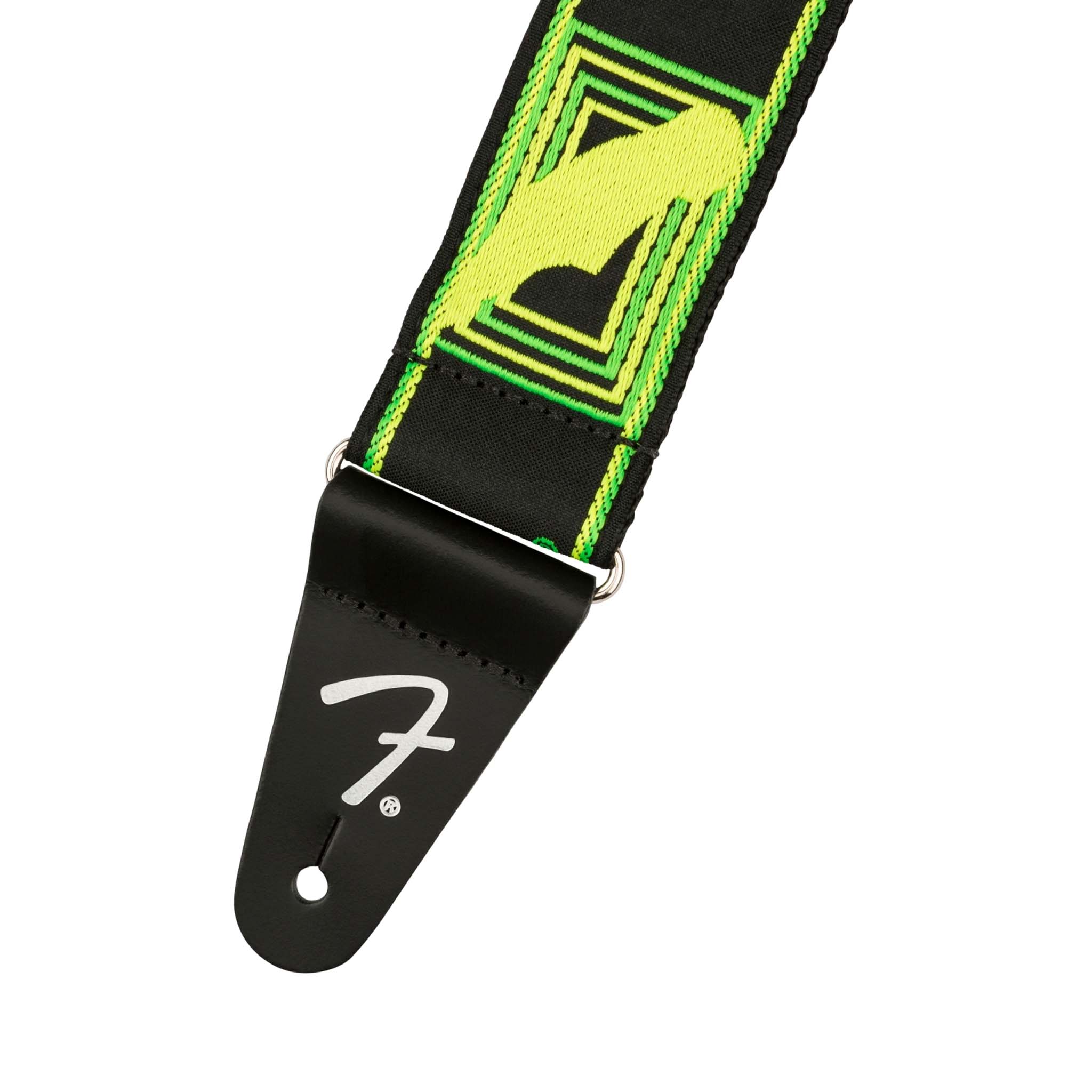 Fender Neon Monogram Guitar Strap, Green/Yellow |  FENDER |  STRAP |  Zoso Music
