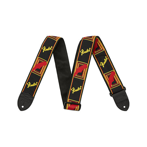 Fender 2 Inch Monogrammed Strap, Black/Yellow/Red |  FENDER |  STRAP |  Zoso Music