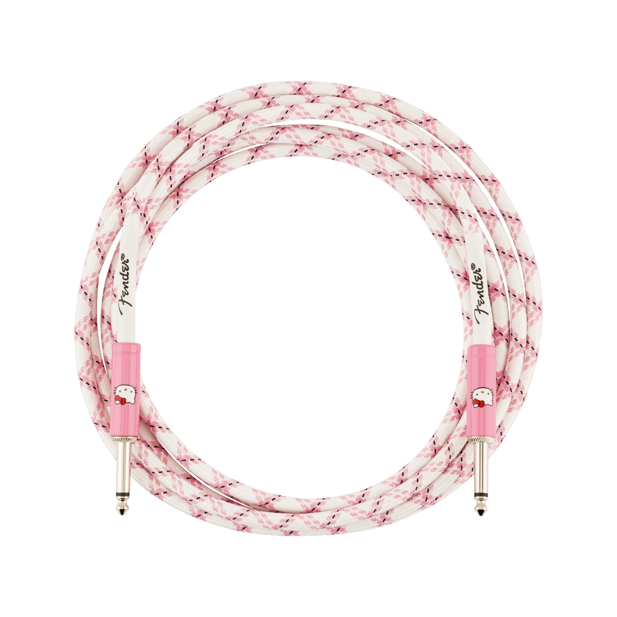 Fender Original Series 10 FT Hello Kitty Instrument Woven Cable, White/Pink |  FENDER |  CABLES |  Zoso Music