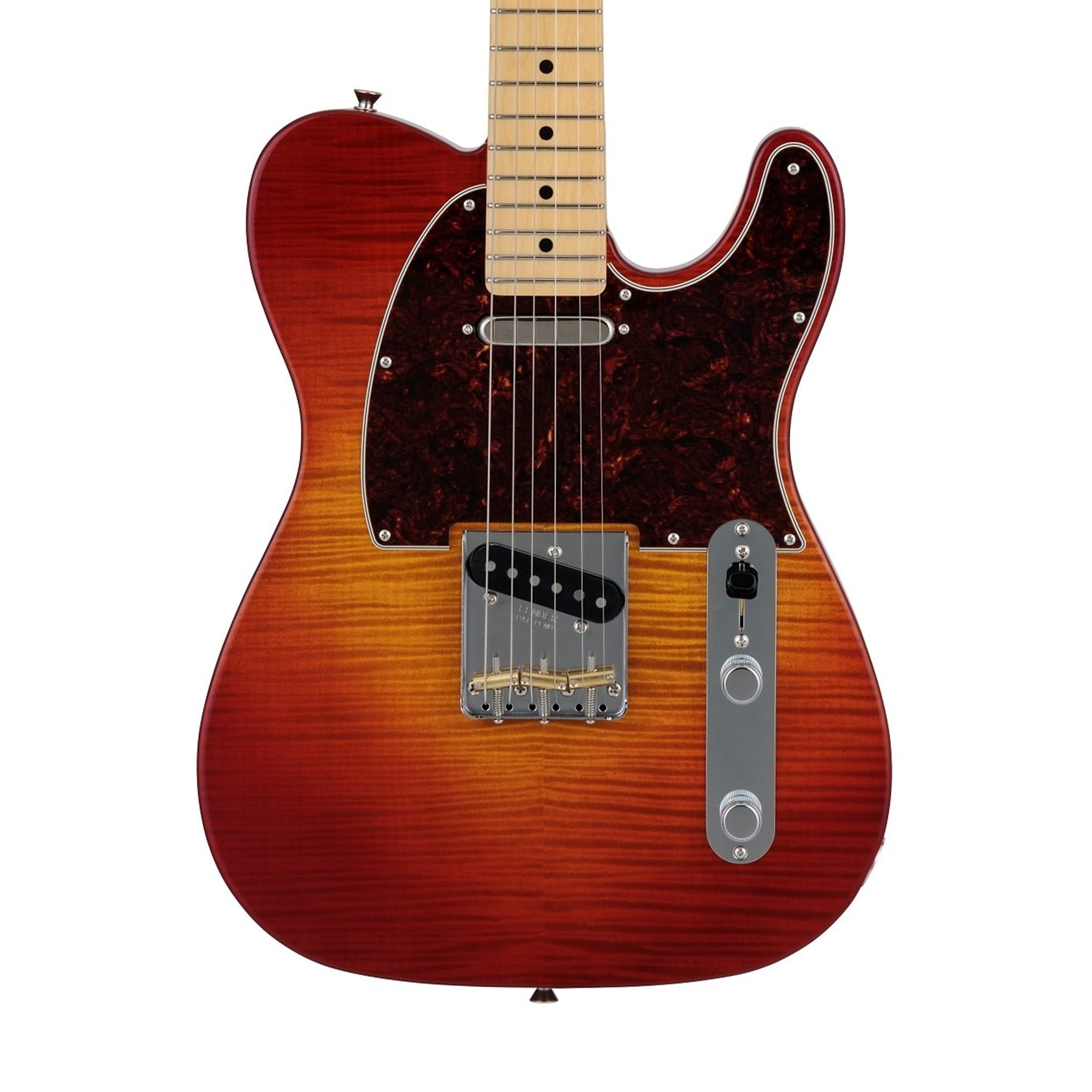 Fender Japan Hybrid II Telecaster Electric Guitar, Maple FB, Flame Sunset Orange Transparent | Zoso Music Sdn Bhd