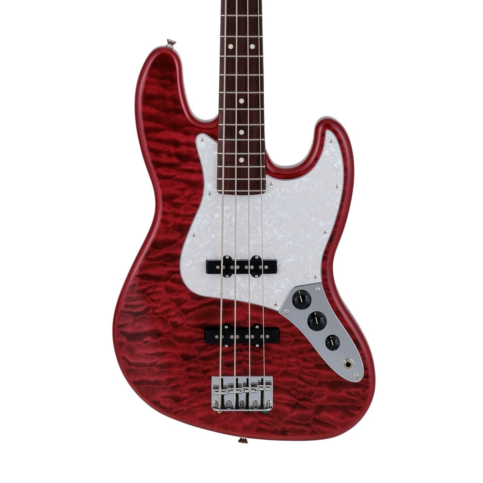 Fender Japan Hybrid II Jazz Bass Guitar w/Quilt Maple Top, RW FB, Red Beryl | Zoso Music Sdn Bhd