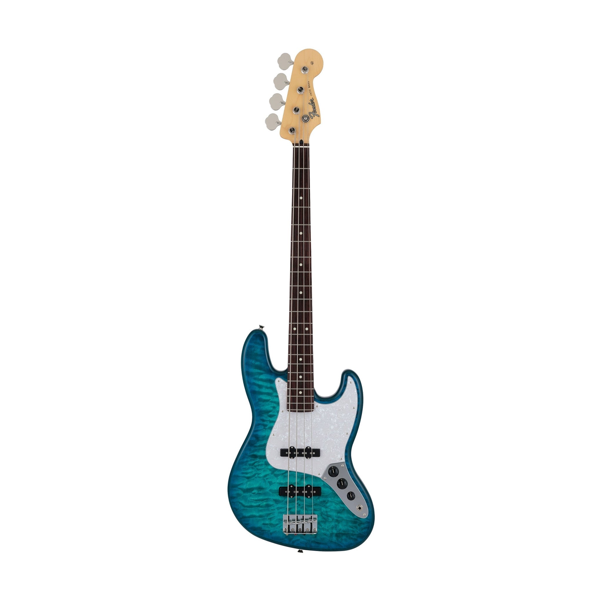 Fender Japan Hybrid II Jazz Bass Guitar w/Quilt Maple Top, RW FB, Aquamarine |  FENDER |  BASS GUITAR |  Zoso Music
