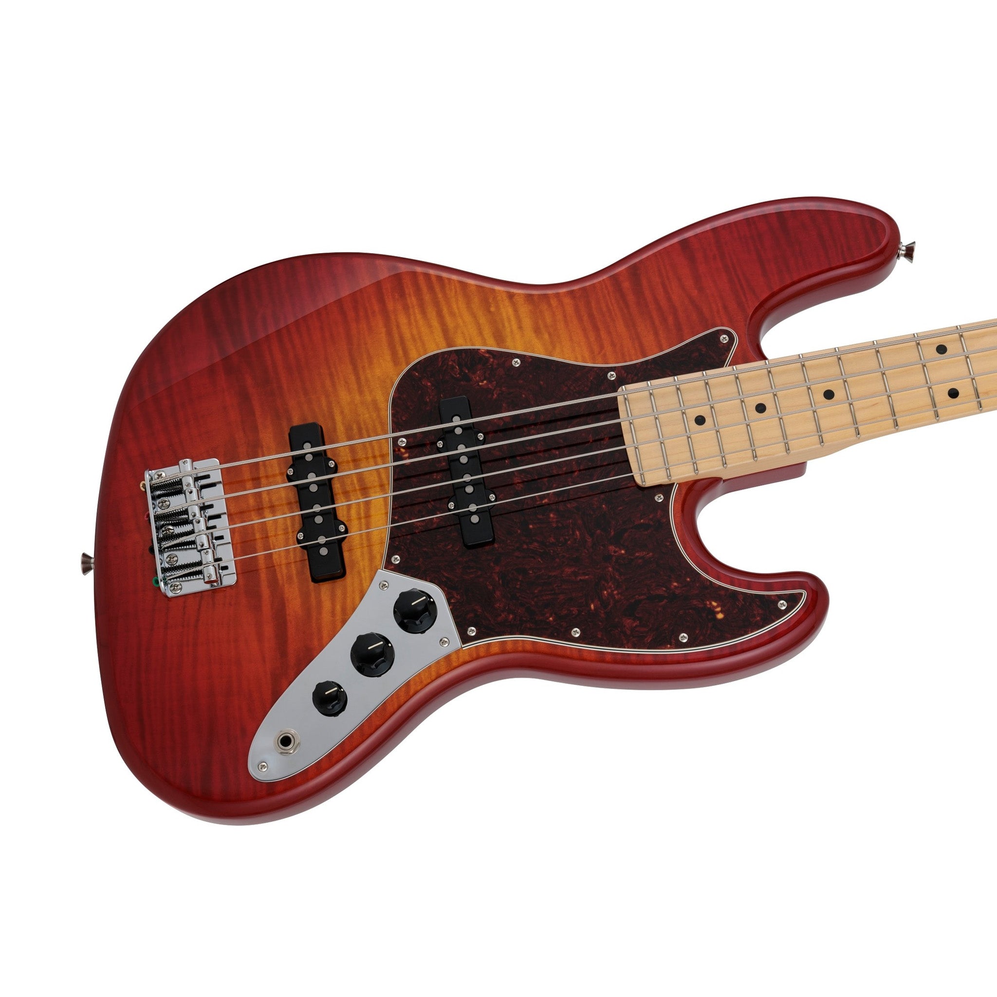 Fender Japan Hybrid II Jazz Bass Guitar, Maple FB, Flame Sunset Orange Transparent |  FENDER |  BASS GUITAR |  Zoso Music