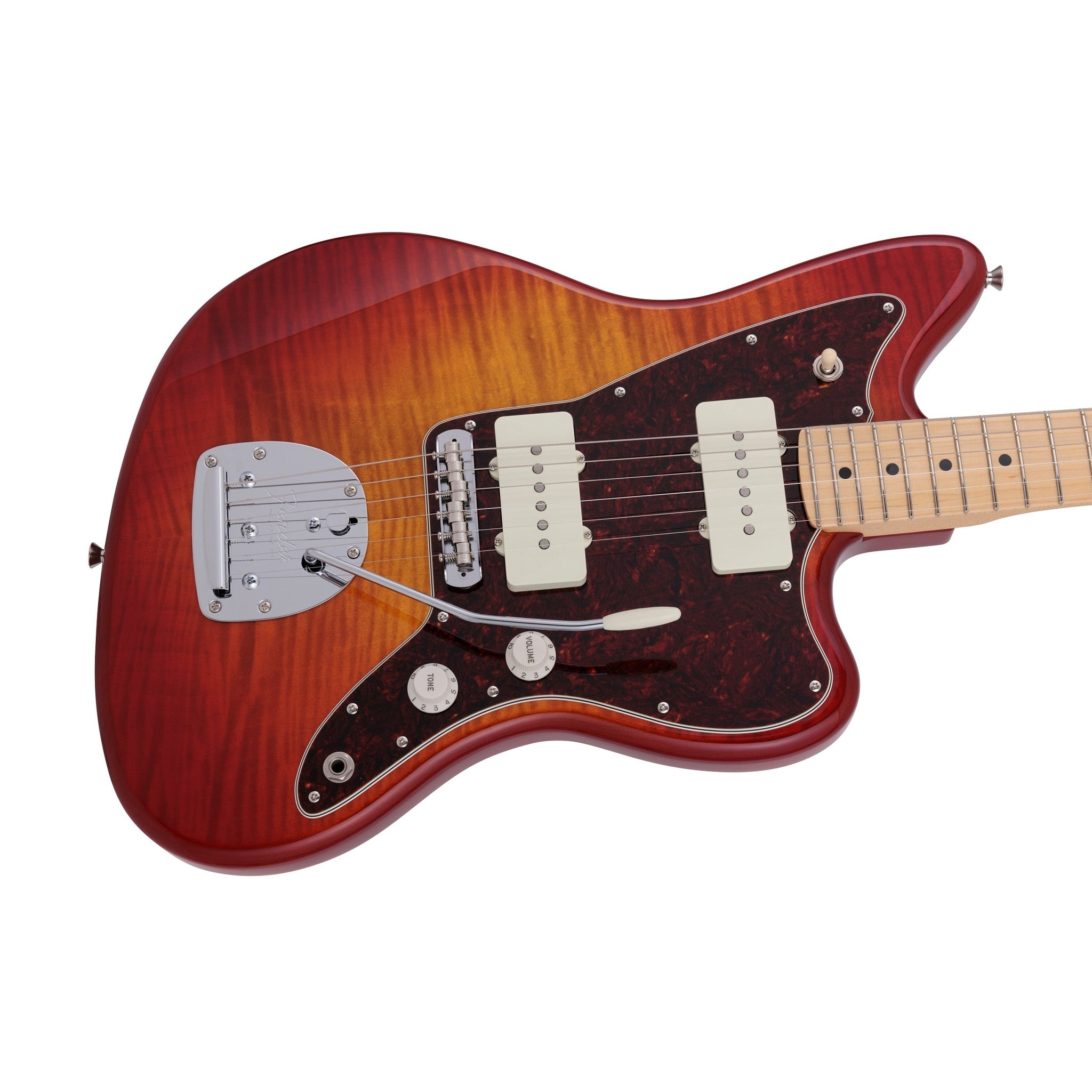 Fender Japan Hybrid II Jazzmaster Electric Guitar, Maple FB, Flame Sunset Orange Transparent |  FENDER |  ELECTRIC GUITAR |  Zoso Music