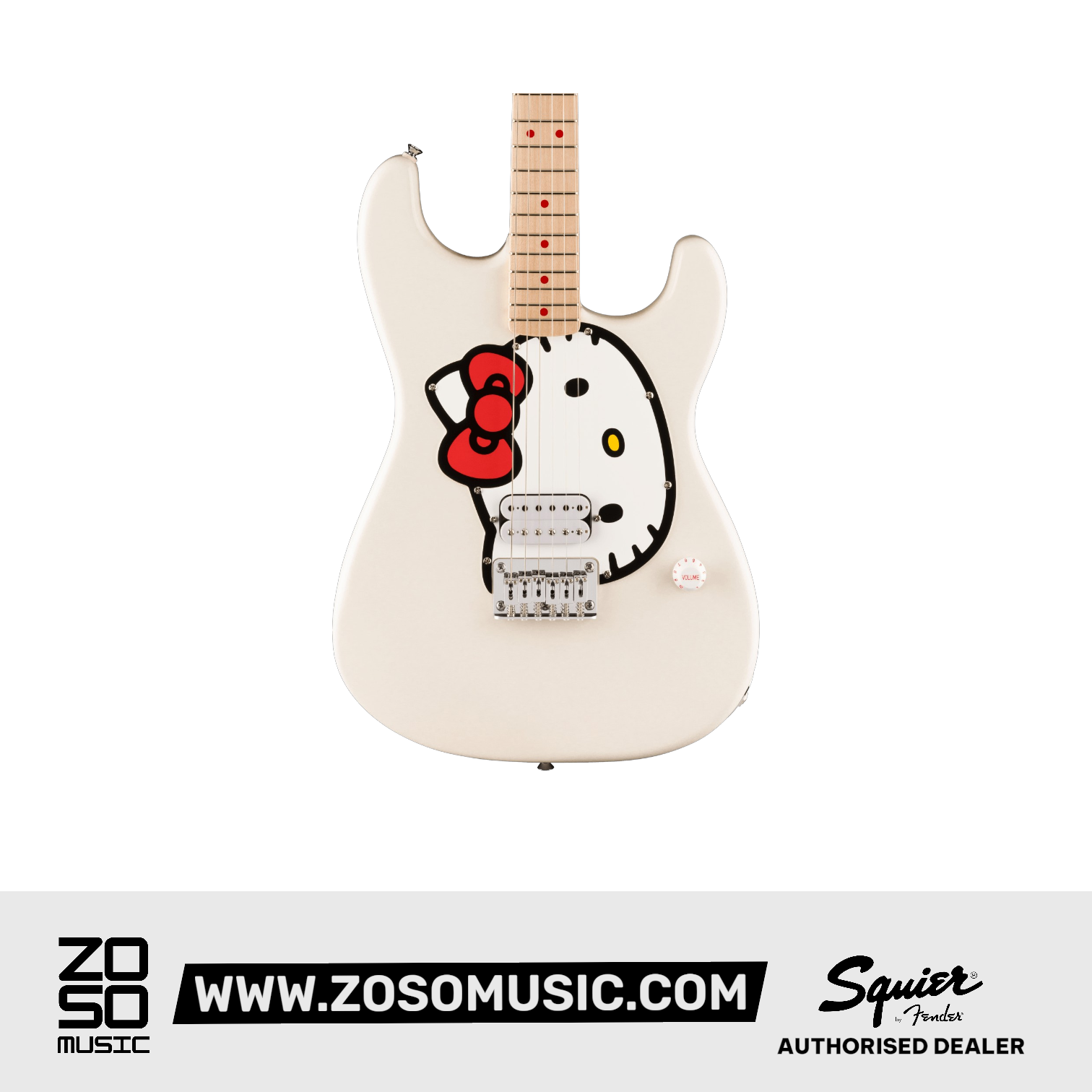 Squier by Fender Limited Edition Hello Kitty Stratocaster Electric Guitar, Maple FB, White |  SQUIER BY FENDER |  ELECTRIC GUITAR |  Zoso Music