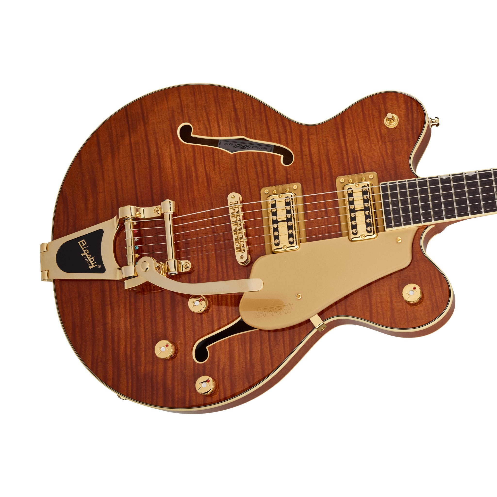 Gretsch Electromatic LTD Flame Okoume Broadkaster Double-Cut Guitar w/Bigsby, RW FB, Roundup Orange |  GRETSCH |  ELECTRIC GUITAR |  Zoso Music