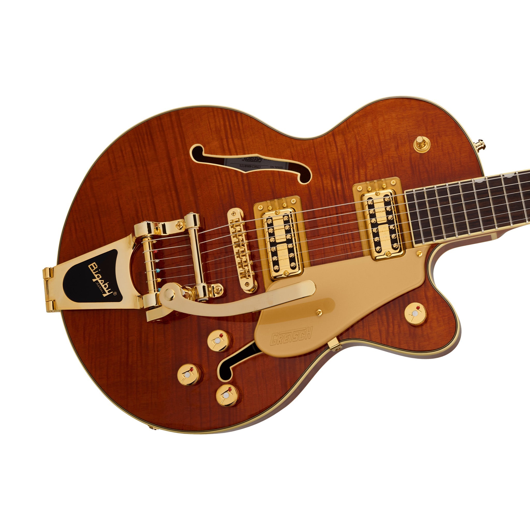 Gretsch Electromatic LTD Flame Okoume Broadkaster Jr Single-Cut Guitar w/Bigsby, Roundup Orange |  GRETSCH |  ELECTRIC GUITAR |  Zoso Music