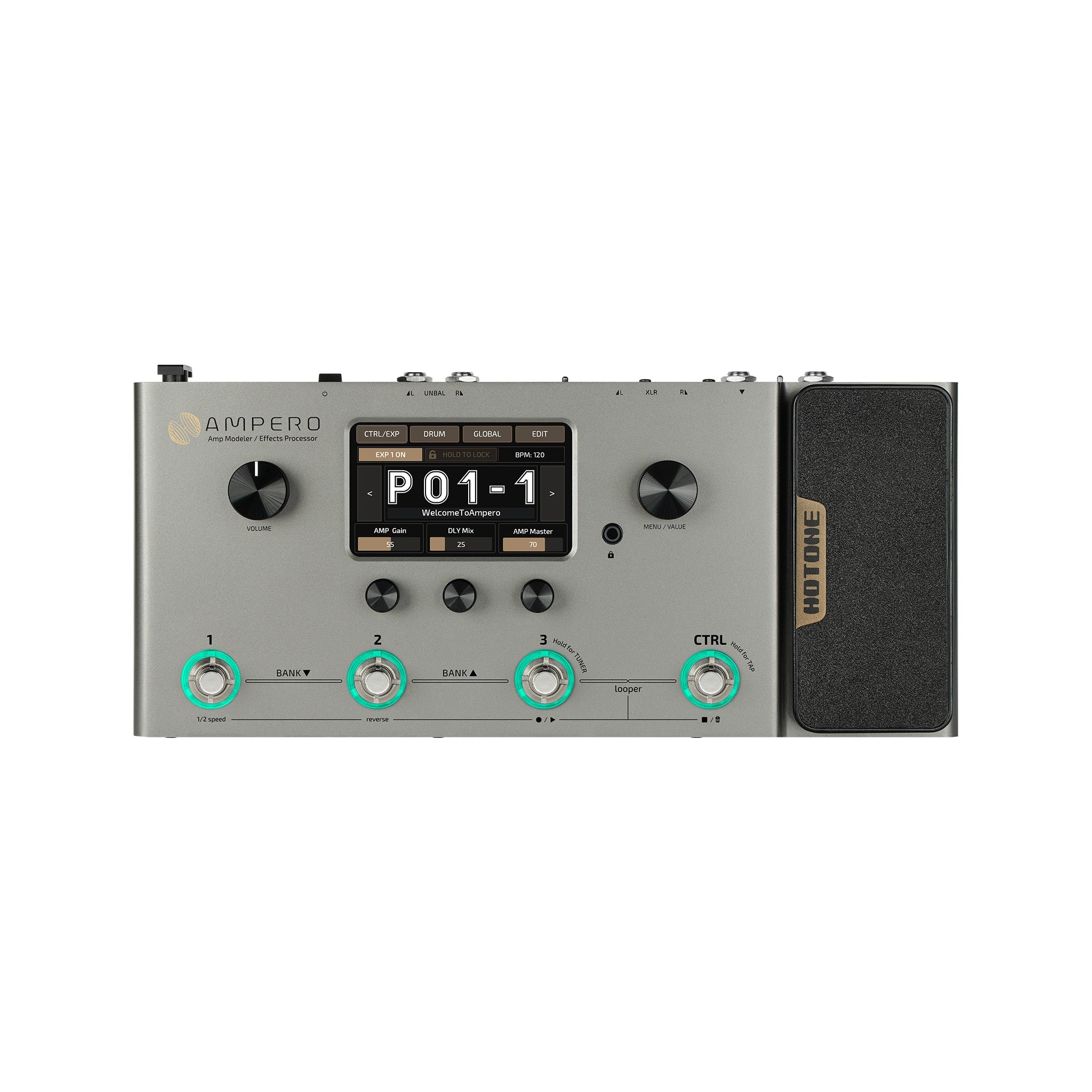 Hotone Limited Edition MP-100 Ampero Multieffects Pedal, Silver Zoso Music