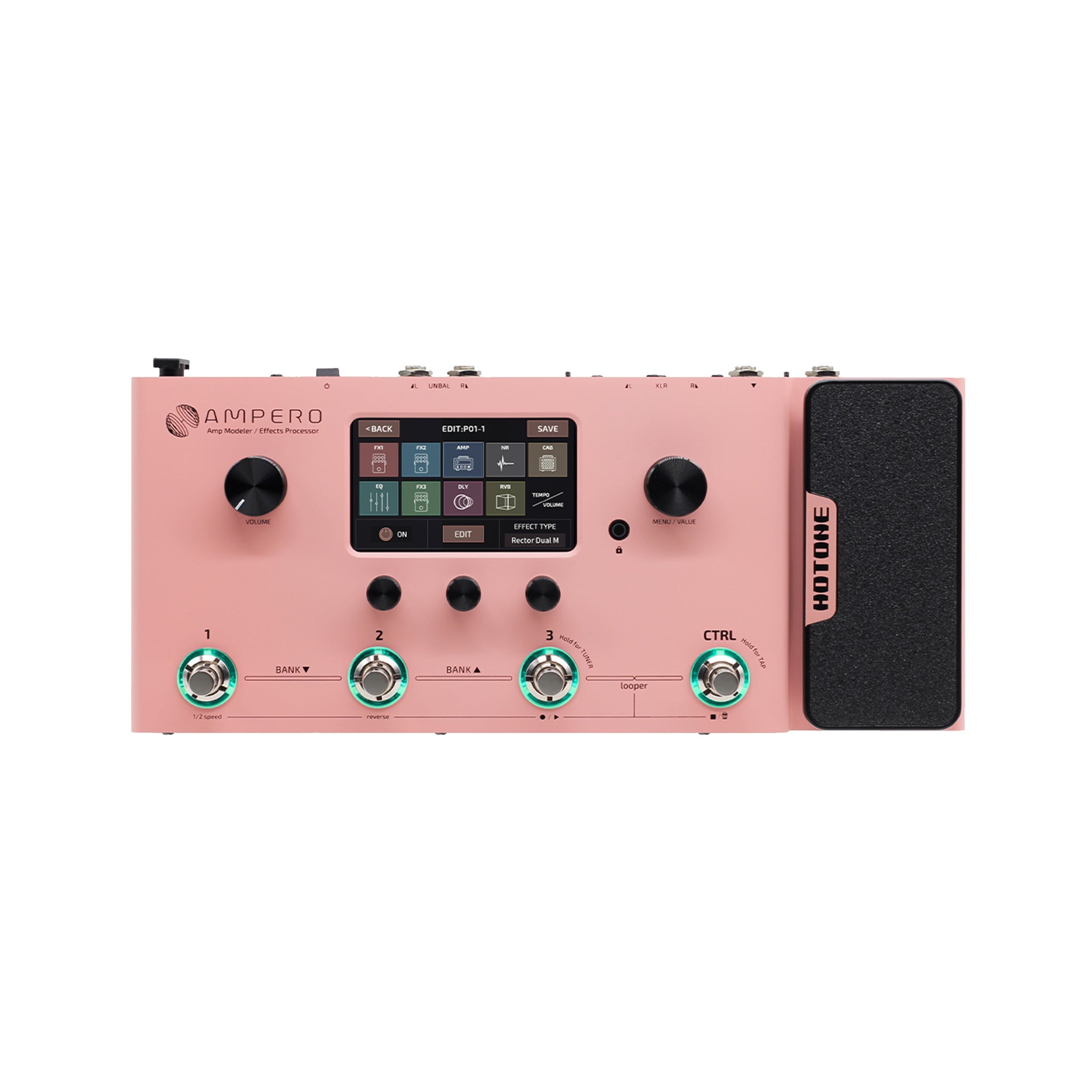 Hotone Limited Edition MP-100 Ampero Multieffects Pedal, Pink Zoso Music