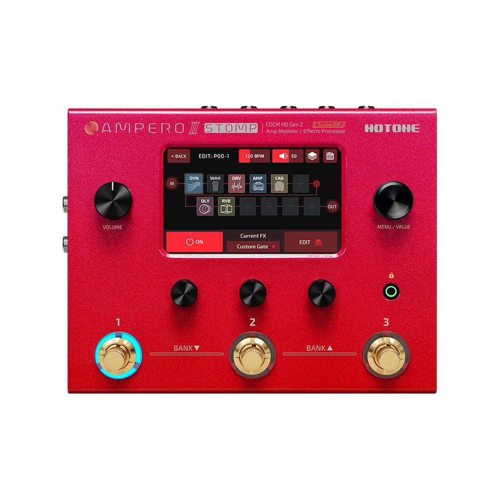  Hotone 10th Anniversary MP-300 Ampero II Stomp Multieffects Pedal, Red Zoso Music