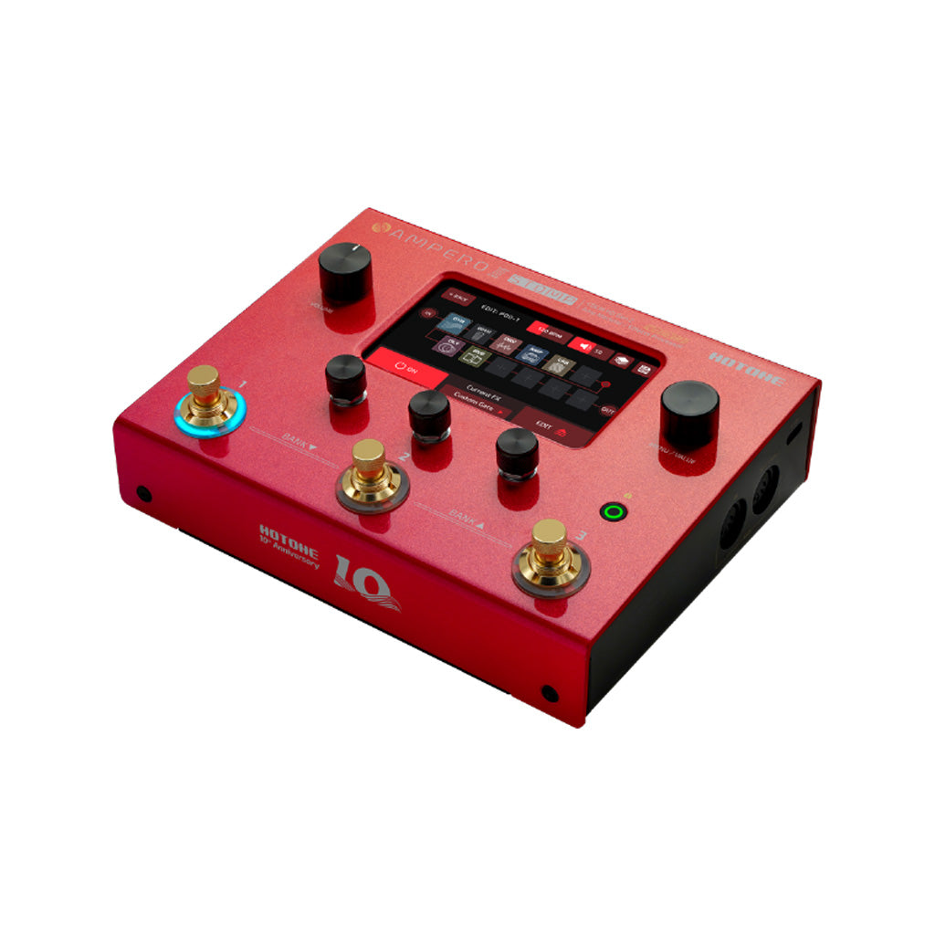 Hotone 10th Anniversary MP-300 Ampero II Stomp Multieffects Pedal, Red Zoso Music