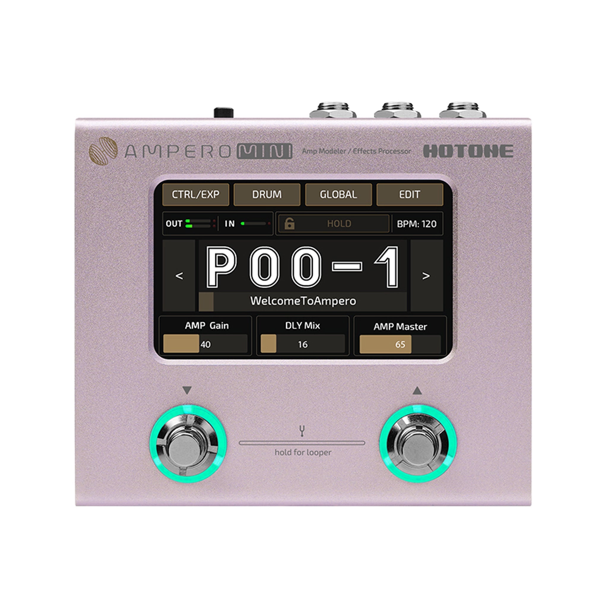 Hotone MP-50PT Ampero Mini Multieffects Pedal w/9V adapter, Purple Taro