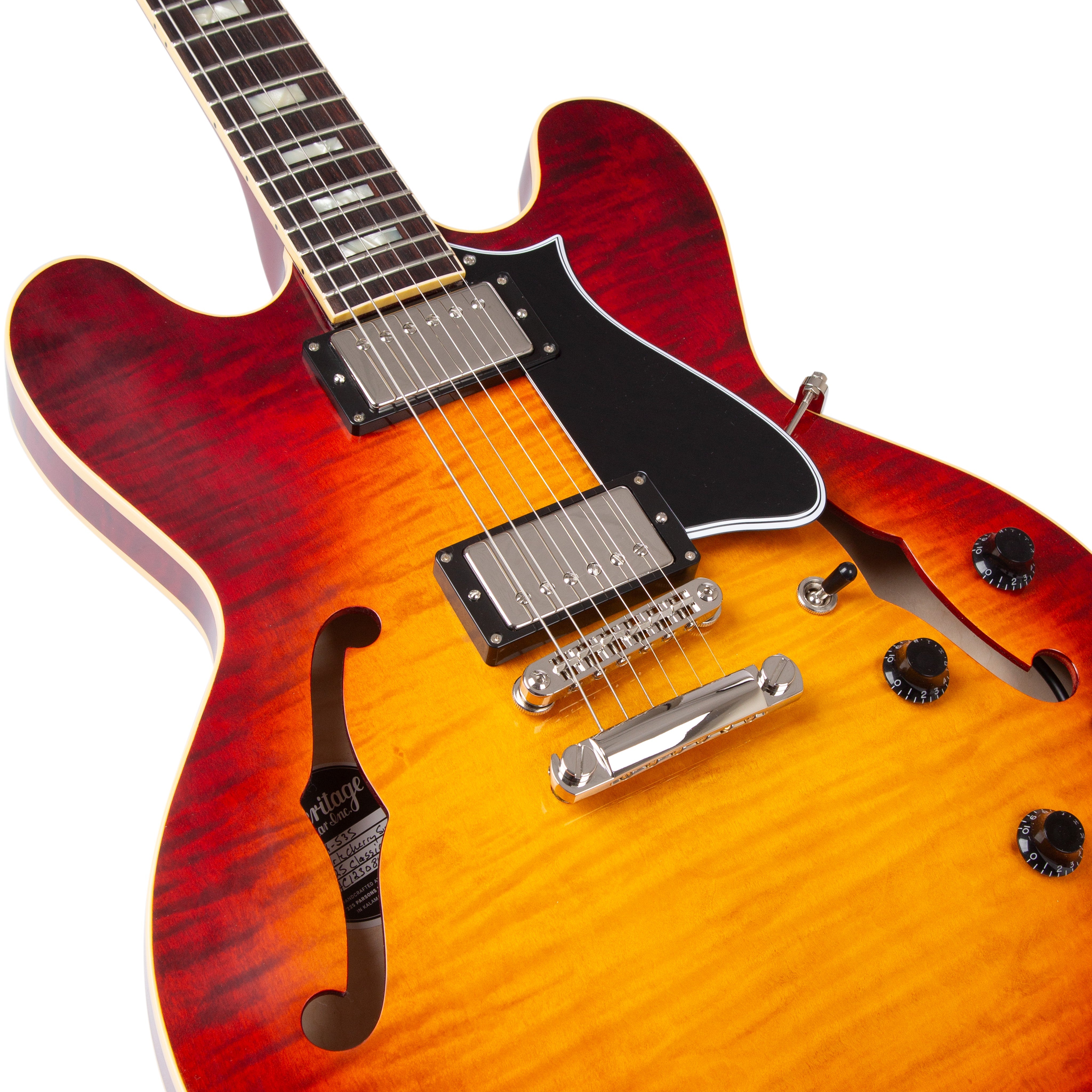 Heritage Custom Shop Core Collection H-535 Electric Guitar with Case, Dark Cherry Sunburst