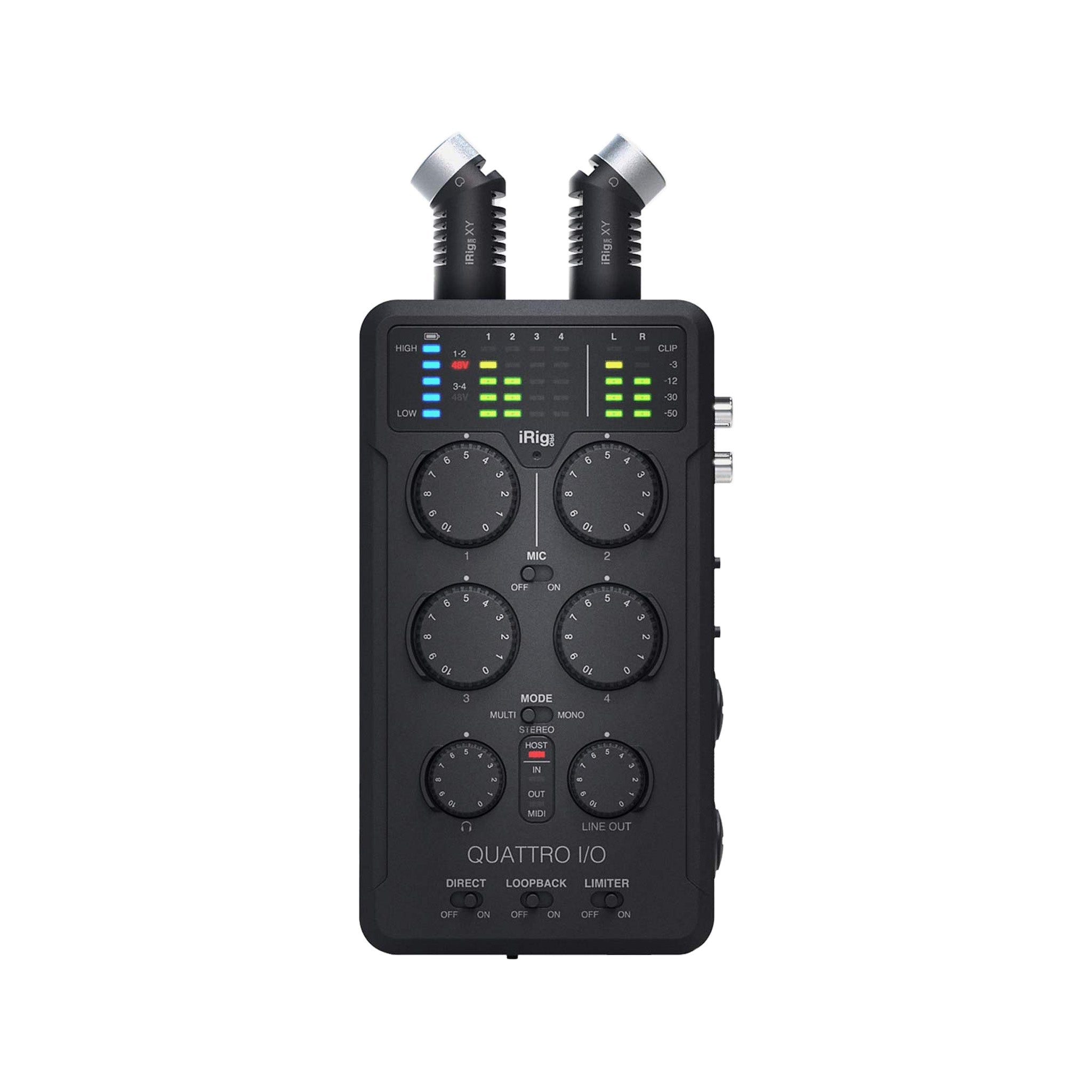 IK Multimedia iRig Pro Quattro I/O Front View Zoso Music 