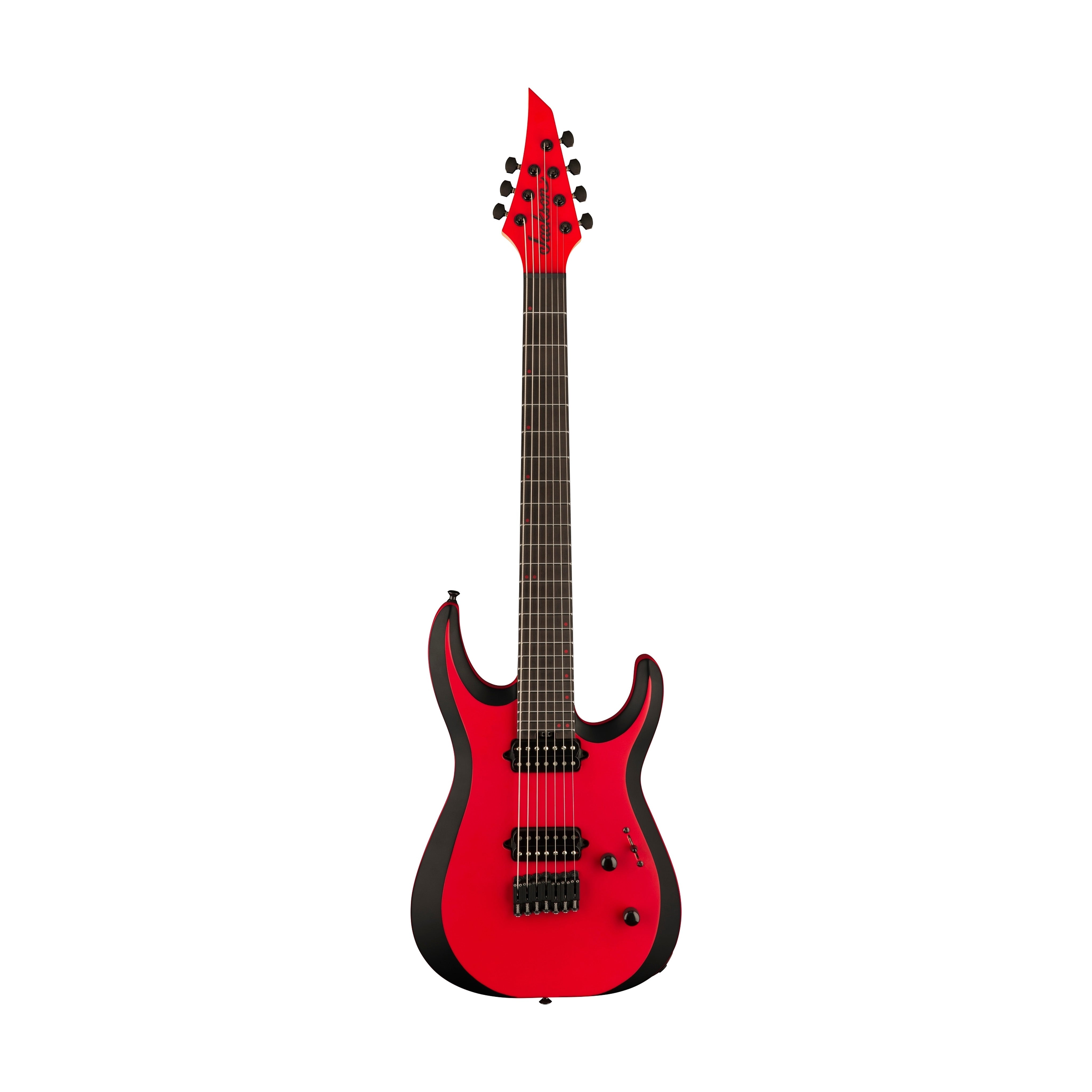 Jackson Pro Plus Series DK Modern MDK7 HT Electric Guitar, Ebony FB, Red w/Black Bevels