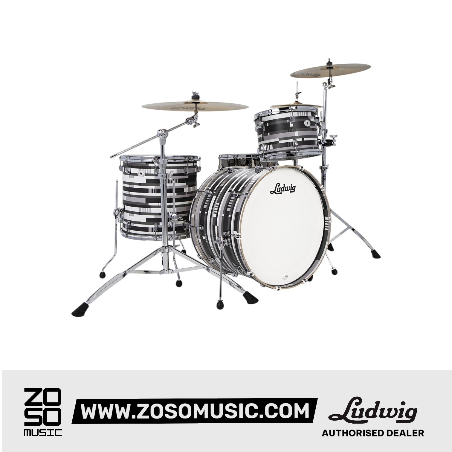 Ludwig L24233TXDB Neusonic 3-Piece Shell Pack (22B+12T+16F), Digital Black Oyster |  LUDWIG |  DRUM-ACOUSTIC |  Zoso Music