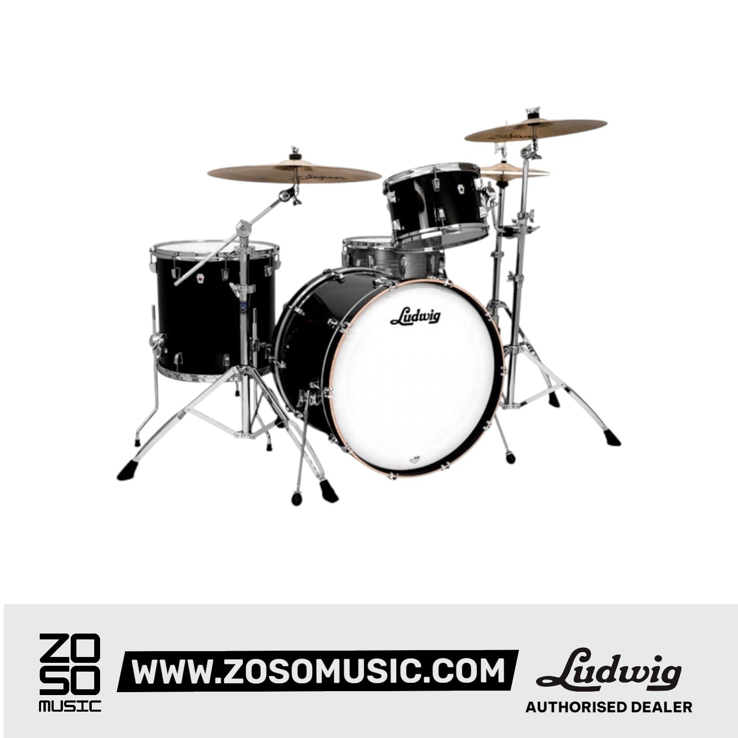 Ludwig L26223TXCG Neusonic 3-Piece Shell Pack (22B+16F+12T), Black Cortex |  LUDWIG |  DRUM-ACOUSTIC |  Zoso Music