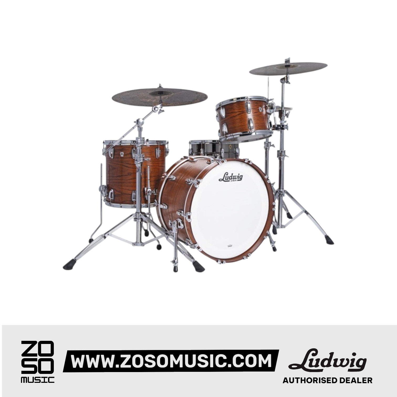 Ludwig L7340AXTW Classic Oak 3-Piece Shell Pack (20B+14F+12T), Tennessee Whiskey |  LUDWIG |  DRUM-ACOUSTIC |  Zoso Music