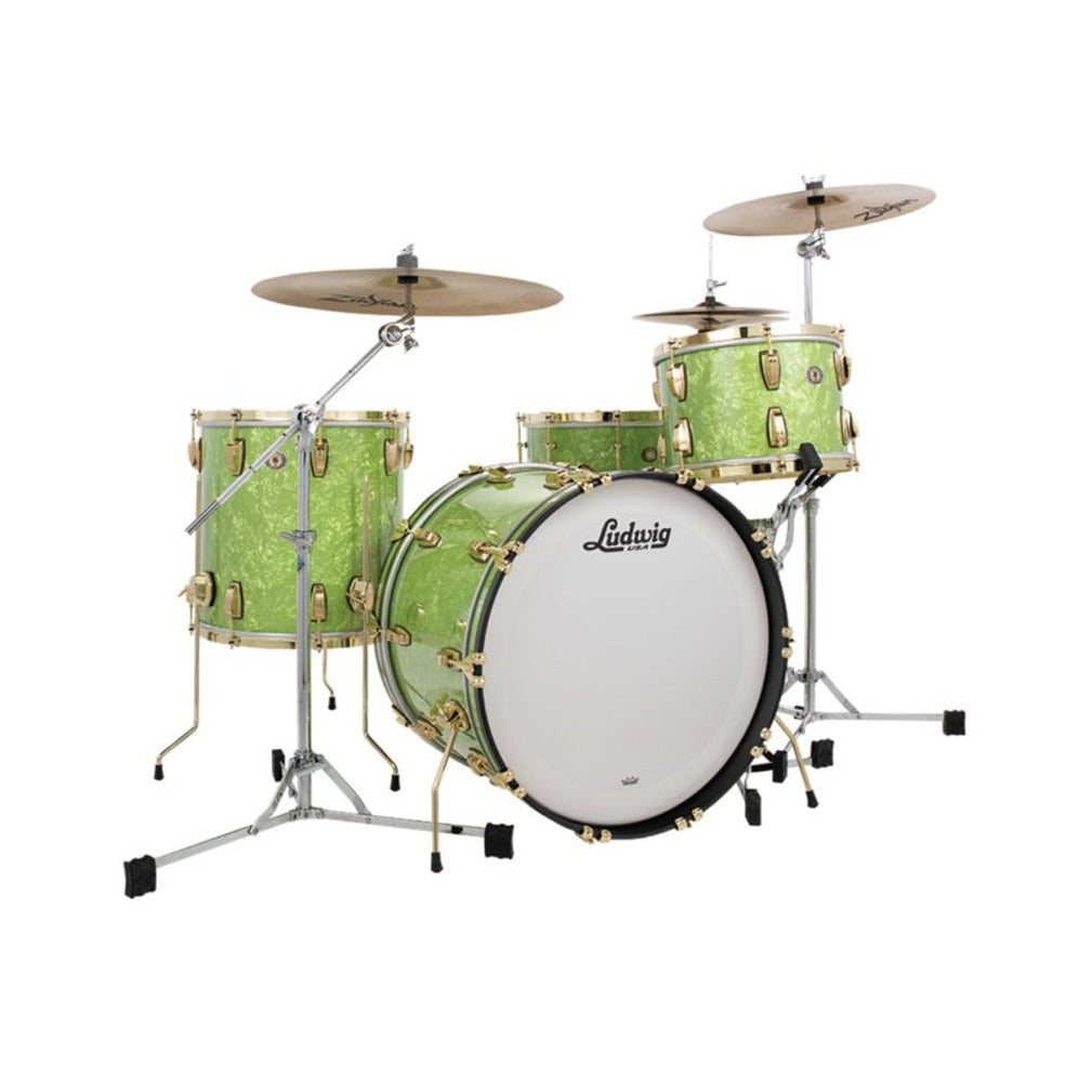 Ludwig L84233LXEPWCB Classic Maple Vintage 3-Piece (22/16/13) Drum Shell Kit, Emerald Pearl