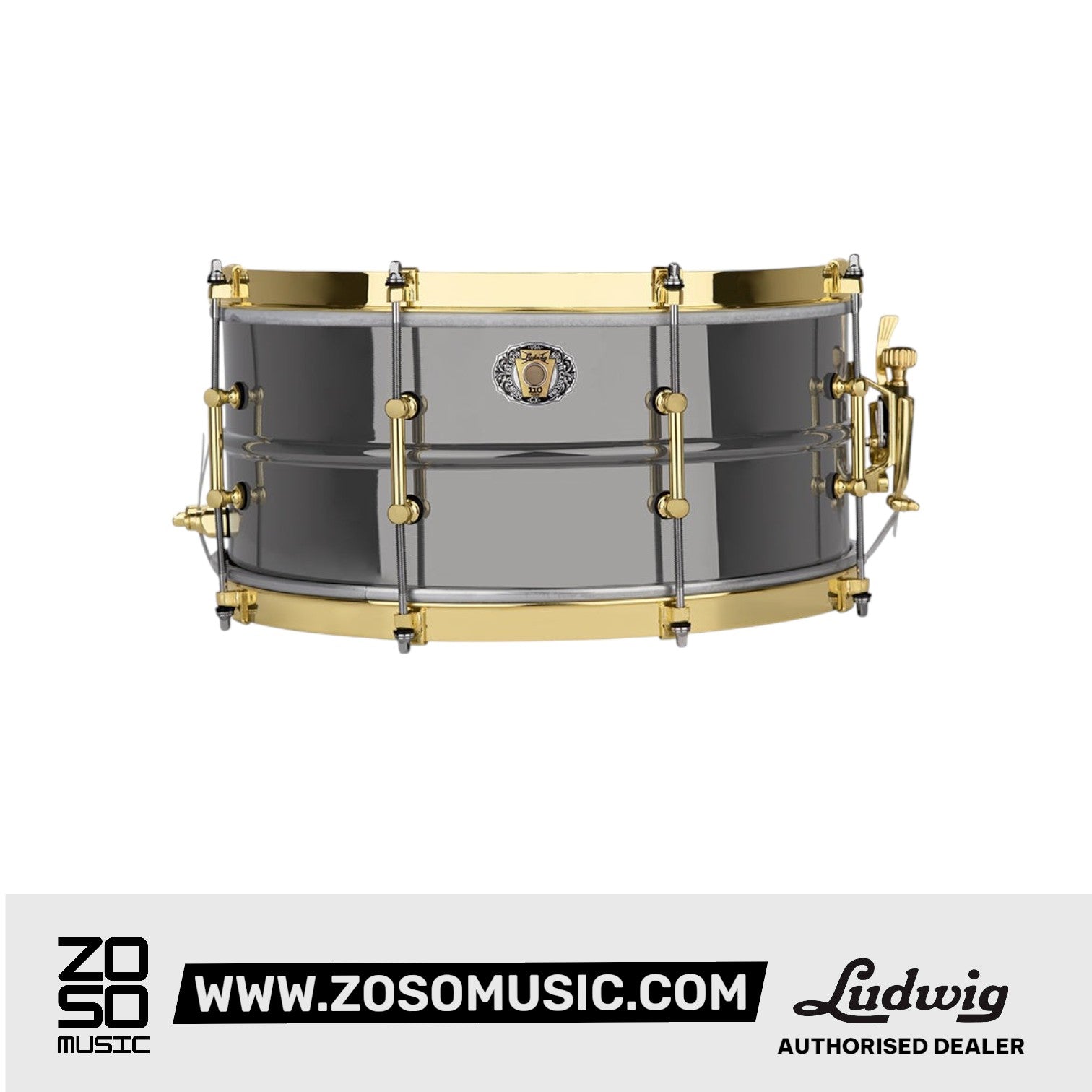 Ludwig LB406XXCX 5x14inch 110th Anniversay Black Beauty 8-Lug Snare Drum |  LUDWIG |  DRUM-SNARE DRUM |  Zoso Music