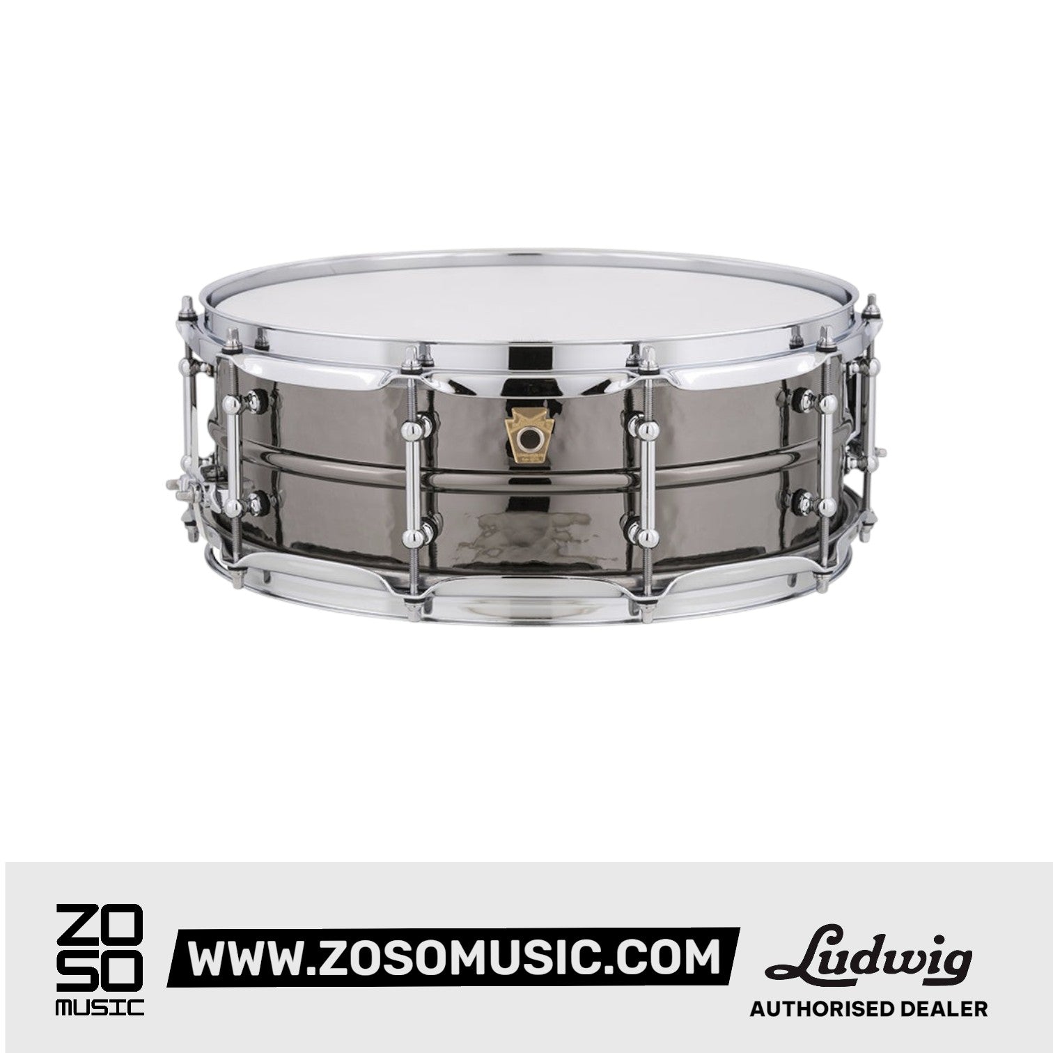 Ludwig LB416KT 5x14inch Black Beauty Brass Snare Drums, Hammered Shell, Tube Lugs |  LUDWIG |  DRUM-SNARE DRUM |  Zoso Music