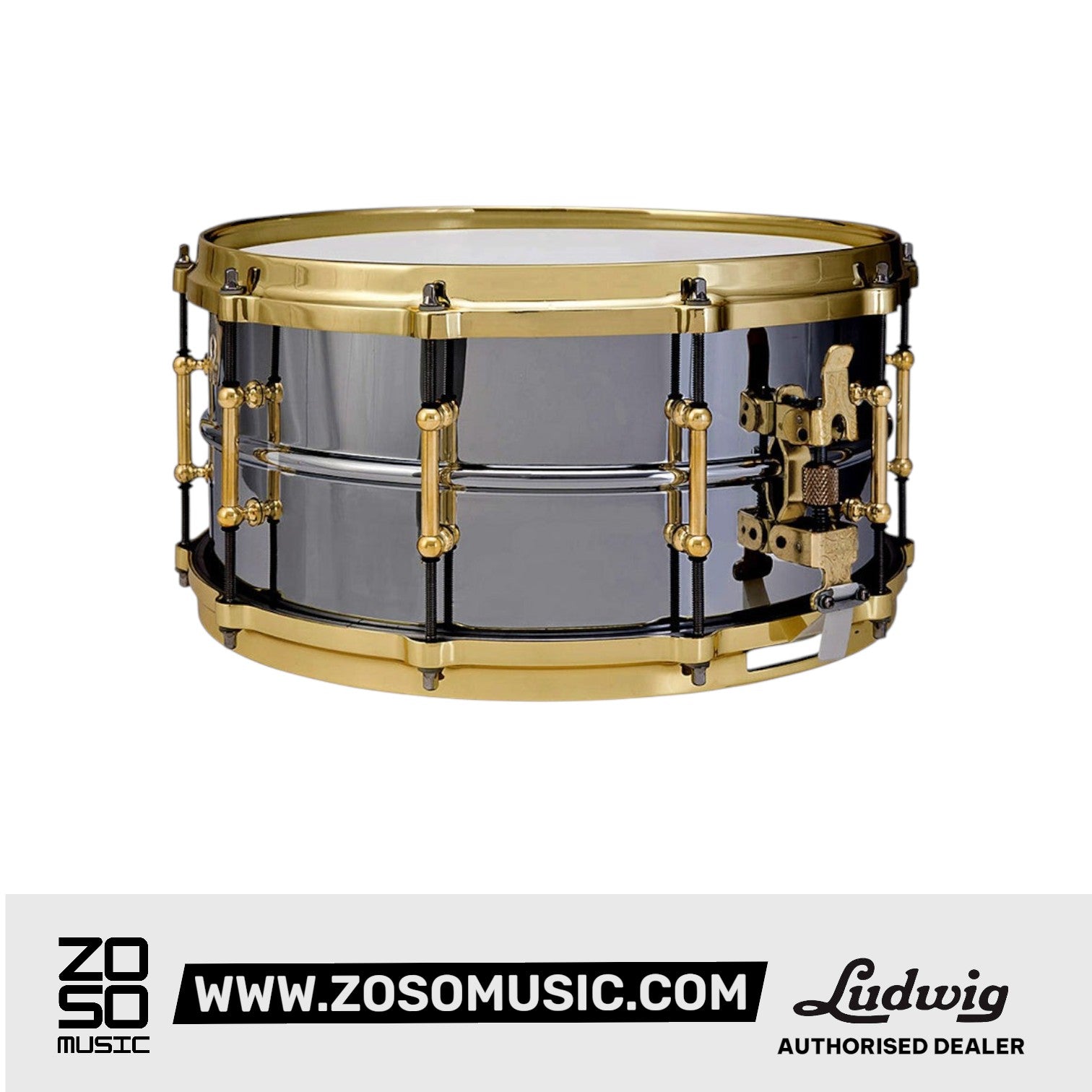 Ludwig LB417BT 6.5x14inch Black Beauty Brass Snare Drum, Tube Lugs |  LUDWIG |  DRUM-SNARE DRUM |  Zoso Music