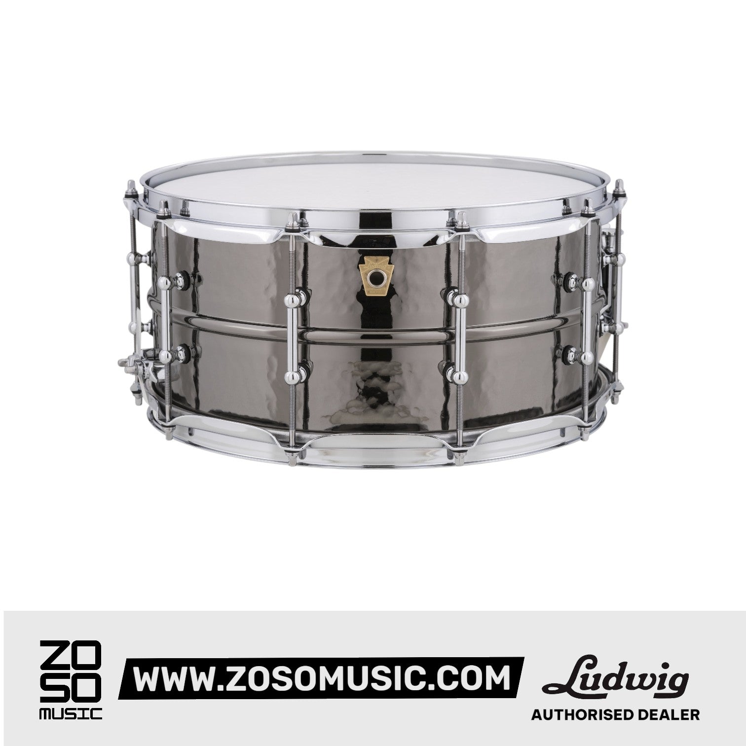 Ludwig 6.5x14inch LB417KT Black Beauty Brass Snare Drums, Hammered Shell w Tube Lugs |  LUDWIG |  DRUM-SNARE DRUM |  Zoso Music