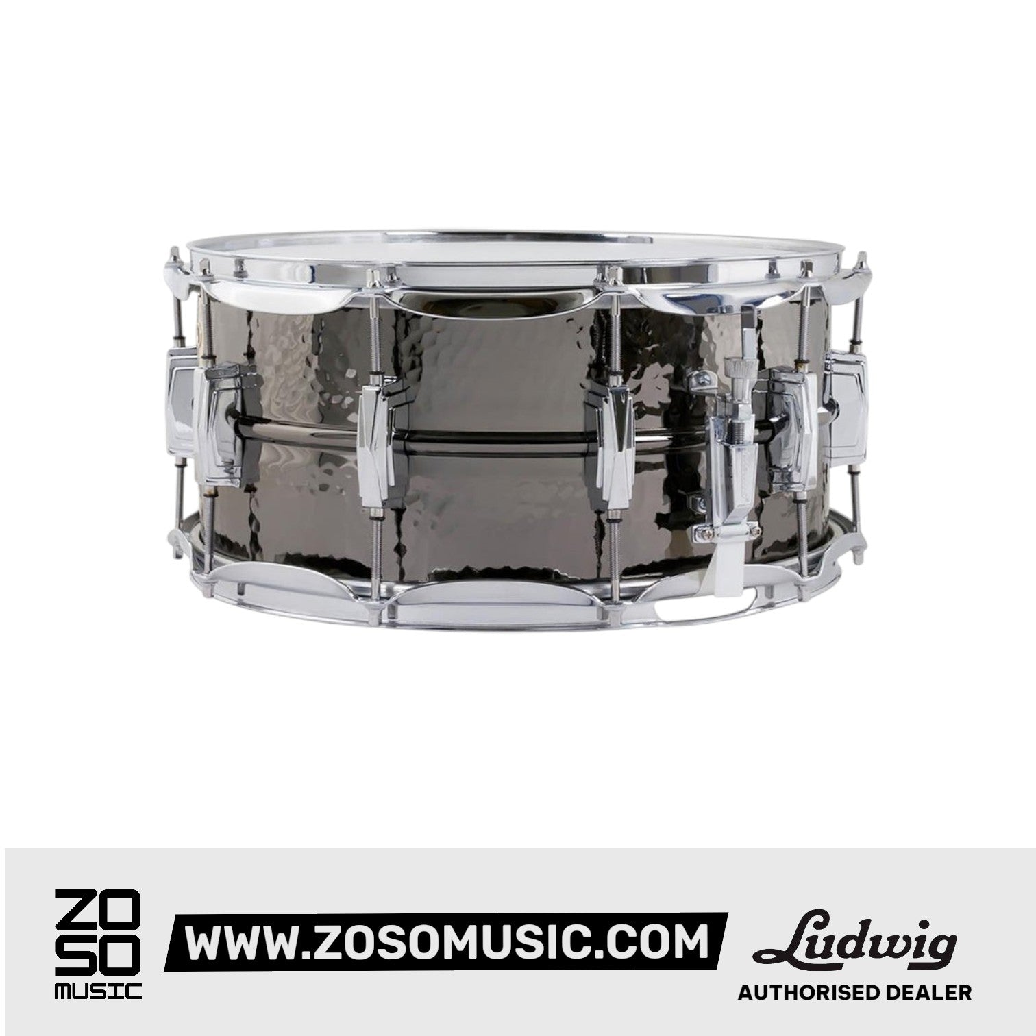Ludwig LB417K 6.5x14inch Black Beauty Brass Snare Drum, Hammered Shell, Imperial Lugs |  LUDWIG |  DRUM-SNARE DRUM |  Zoso Music