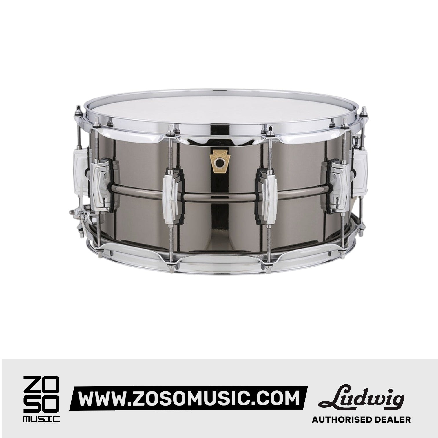 Ludwig LB417 6.5x14inch Black Beauty Snare Drum, Smooth Shell, Imperial Lugs |  LUDWIG |  DRUM-SNARE DRUM |  Zoso Music