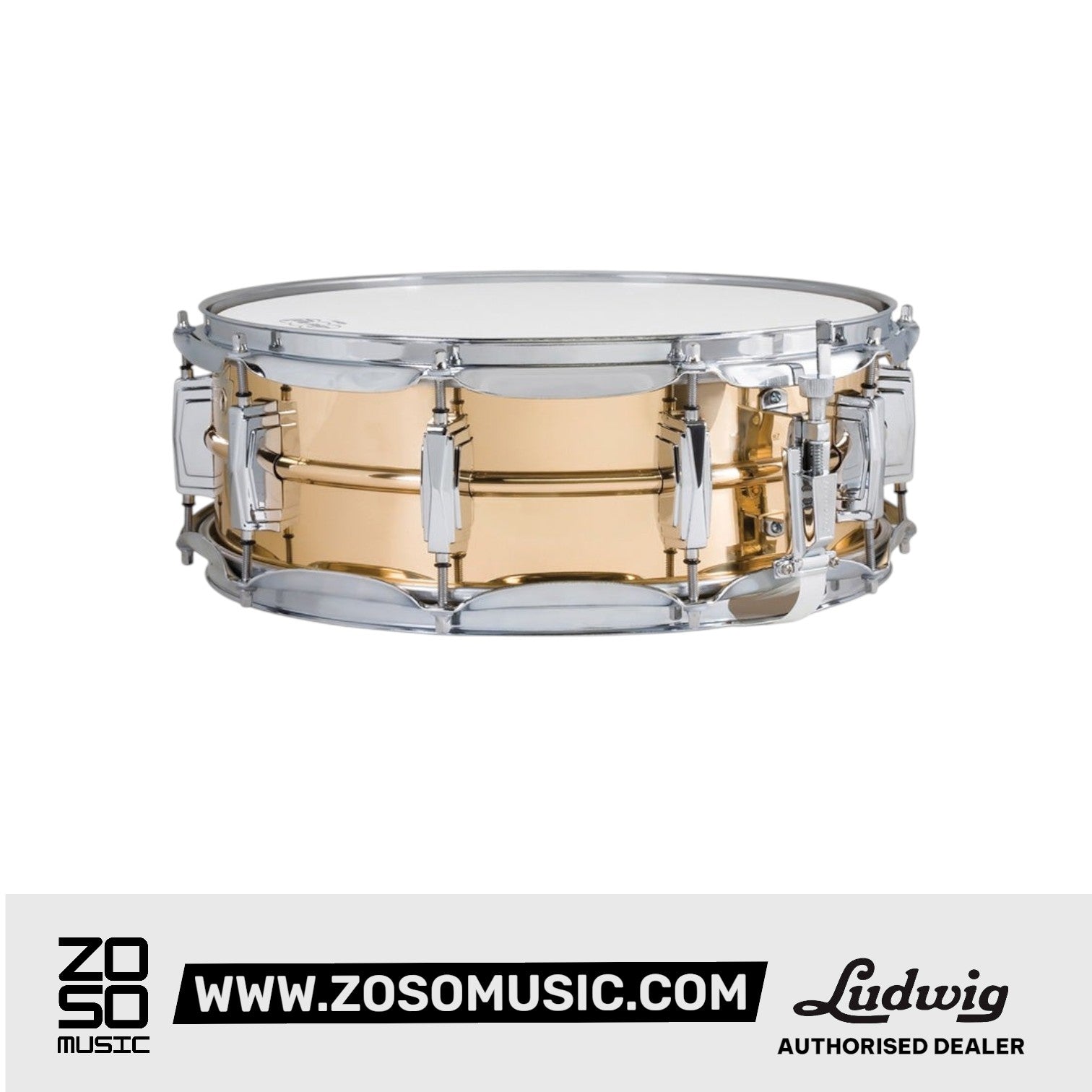 Ludwig LB552 6.5x14inch Bronze Suprahonic Snare Drum, Smooth Shell, Imperial Lugs |  LUDWIG |  DRUM-SNARE DRUM |  Zoso Music