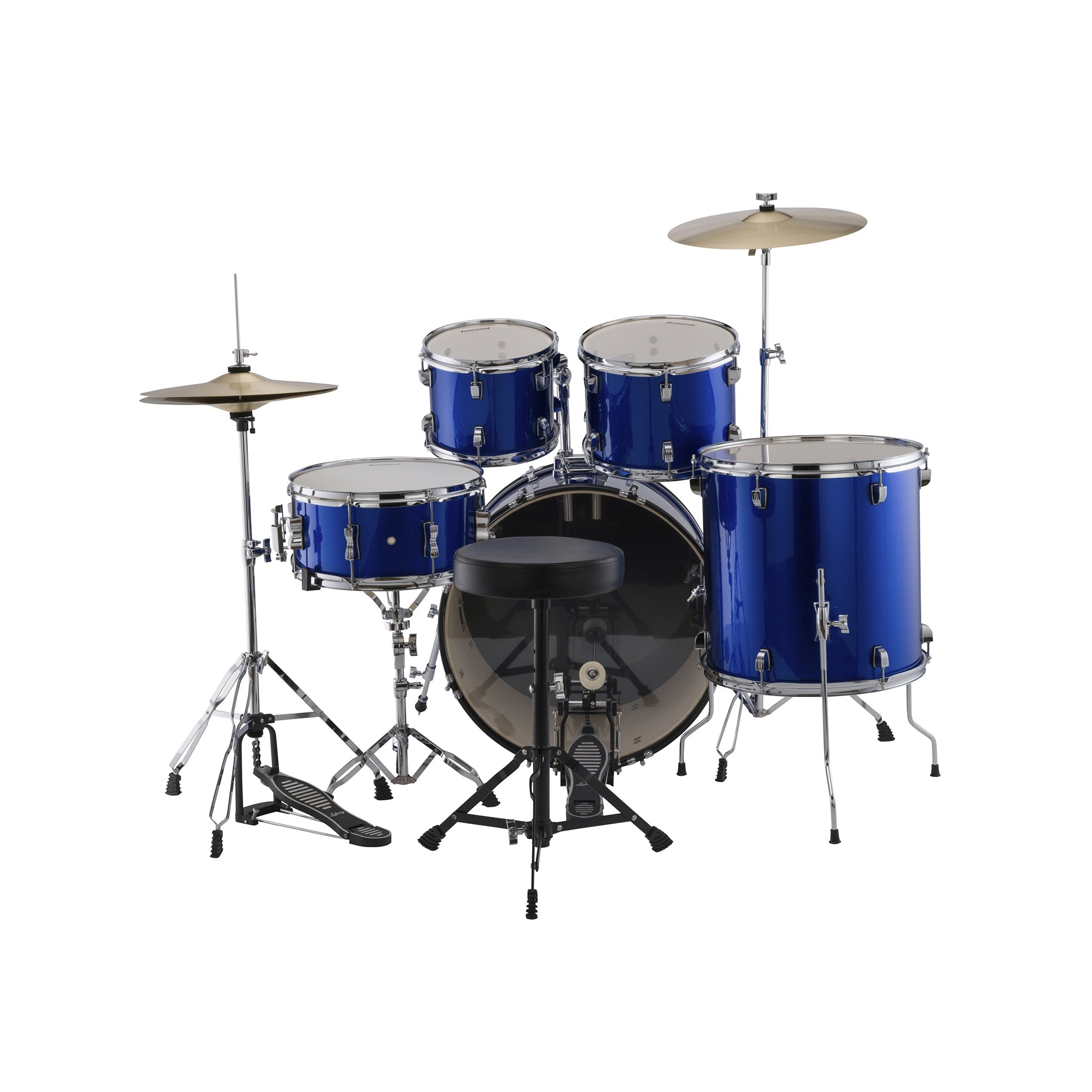 Ludwig LC16019 Accent Fuse 5-Piece Drums Set w/Hardware+Throne+Cymbal, Blue Foil