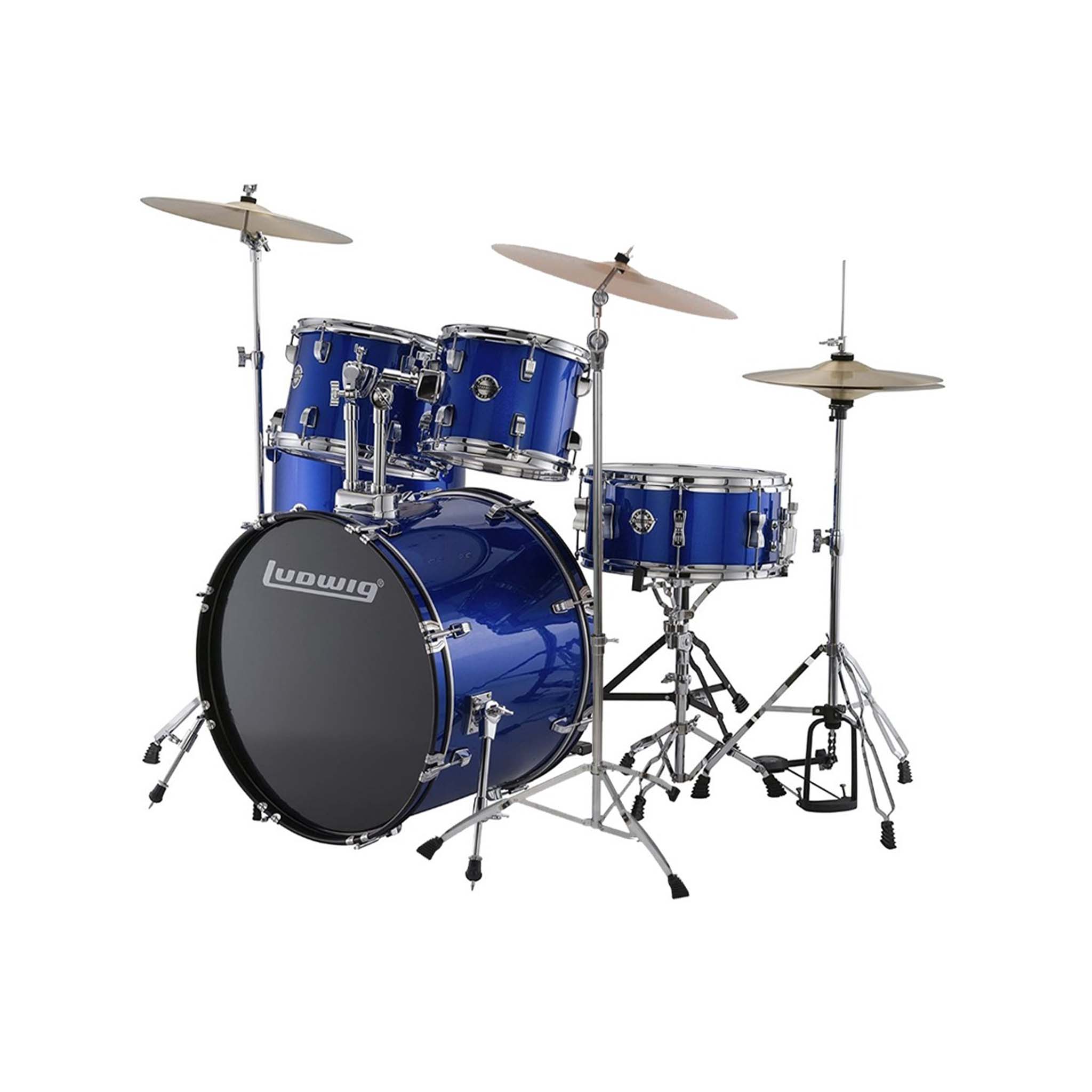 Ludwig LC16019 Accent Fuse 5-Piece Drums Set w/Hardware+Throne+Cymbal, Blue Foil | Zoso Music Sdn Bhd