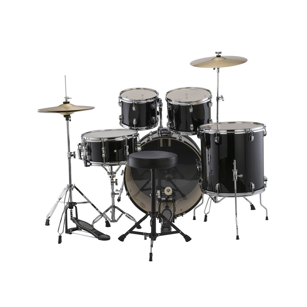 Ludwig LC19011 Accent Fuse 5-Piece Drums Set w/Hardware+Throne+Cymbal, Black Sparkle