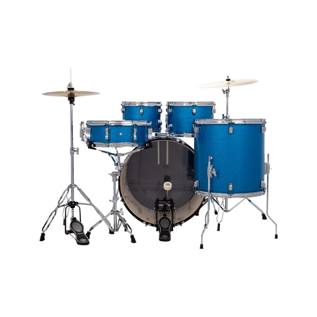 Ludwig LC19019 Accent Fuse 5-Piece Drums Set w/Hardware+Throne+Cymbal, Blue Sparkle